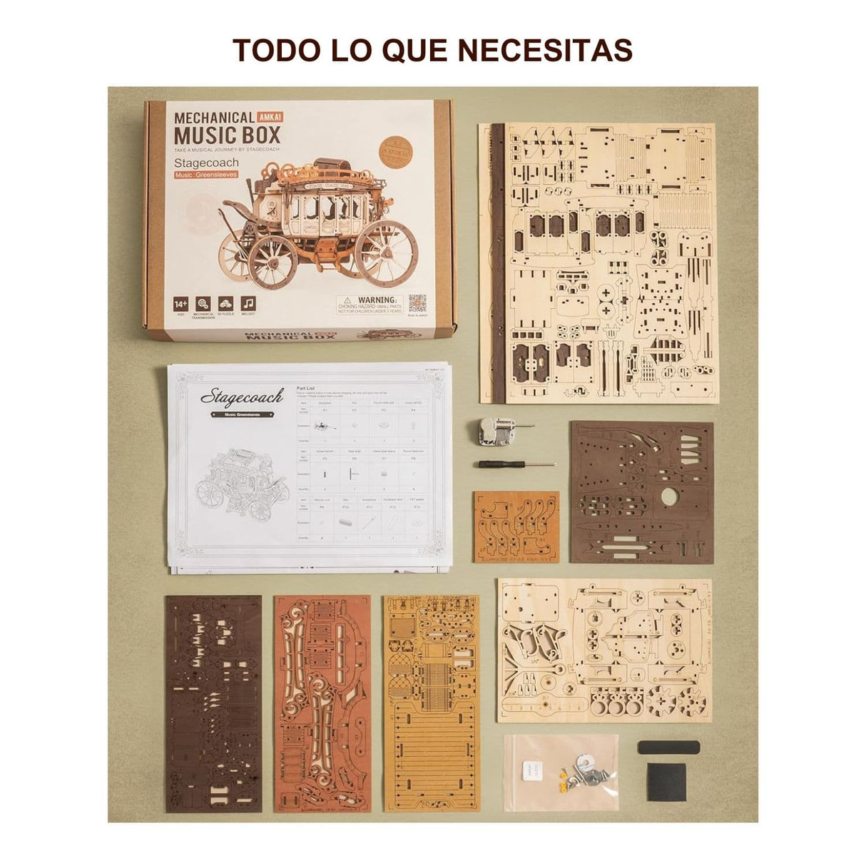 Rokr Mechanical Music Box - Puzzle 3D Stagecoach (Carruaje)