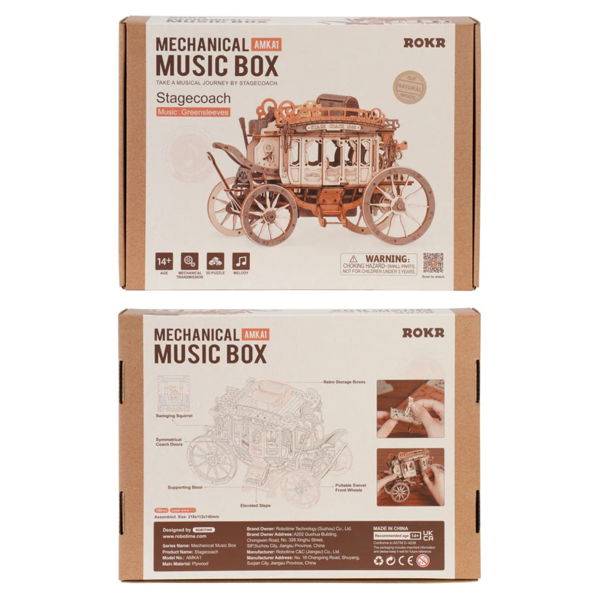 Rokr Mechanical Music Box - Puzzle 3D Stagecoach (Carruaje)