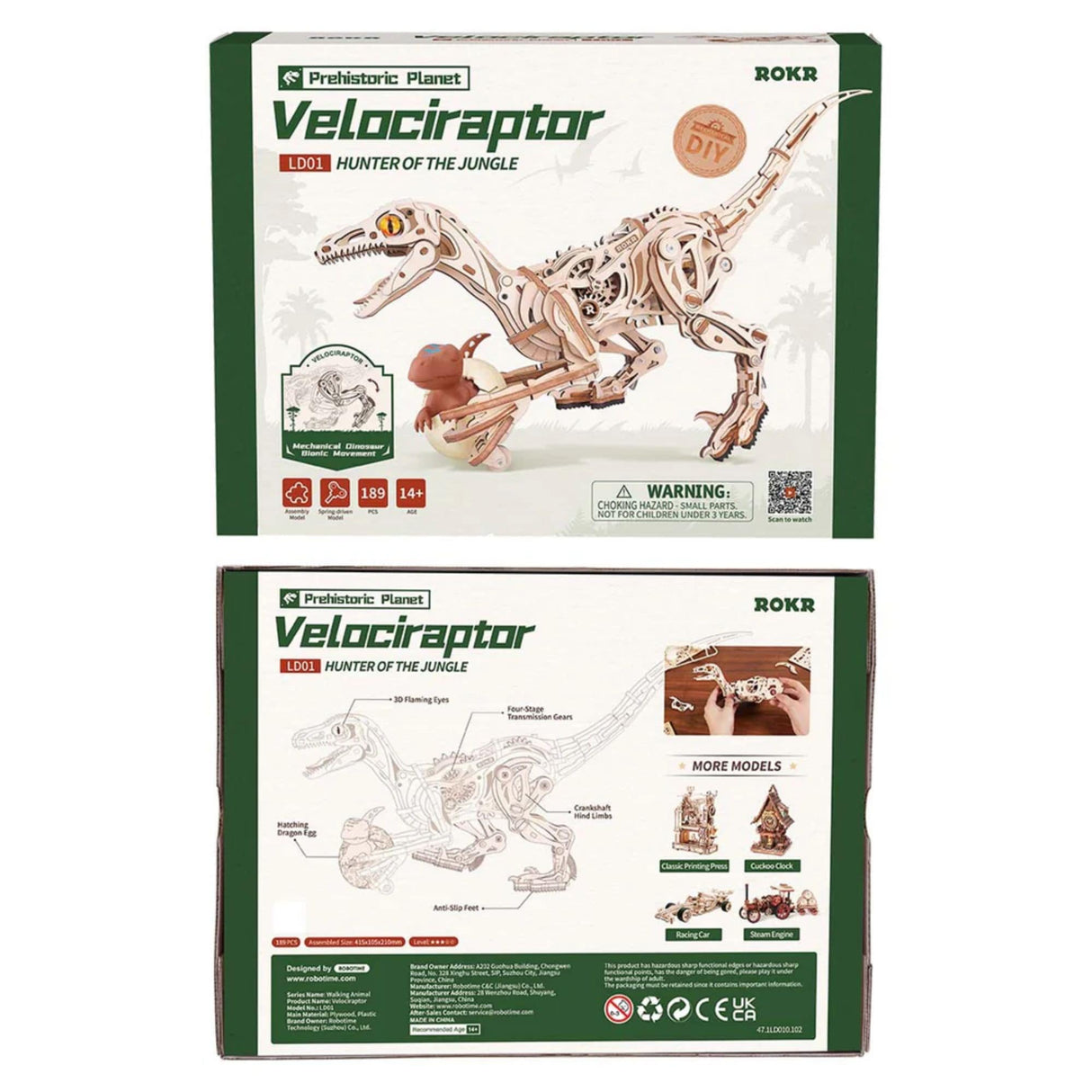 Rokr Prehistoric Planet - Puzzle 3D Velociraptor