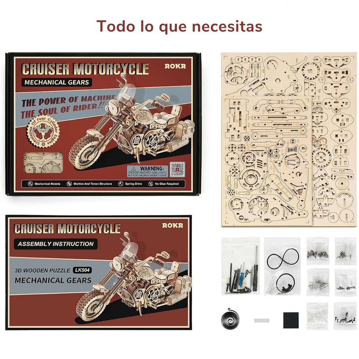 Rokr - Puzzle 3D Cruiser Motorcycle Moto Clásica