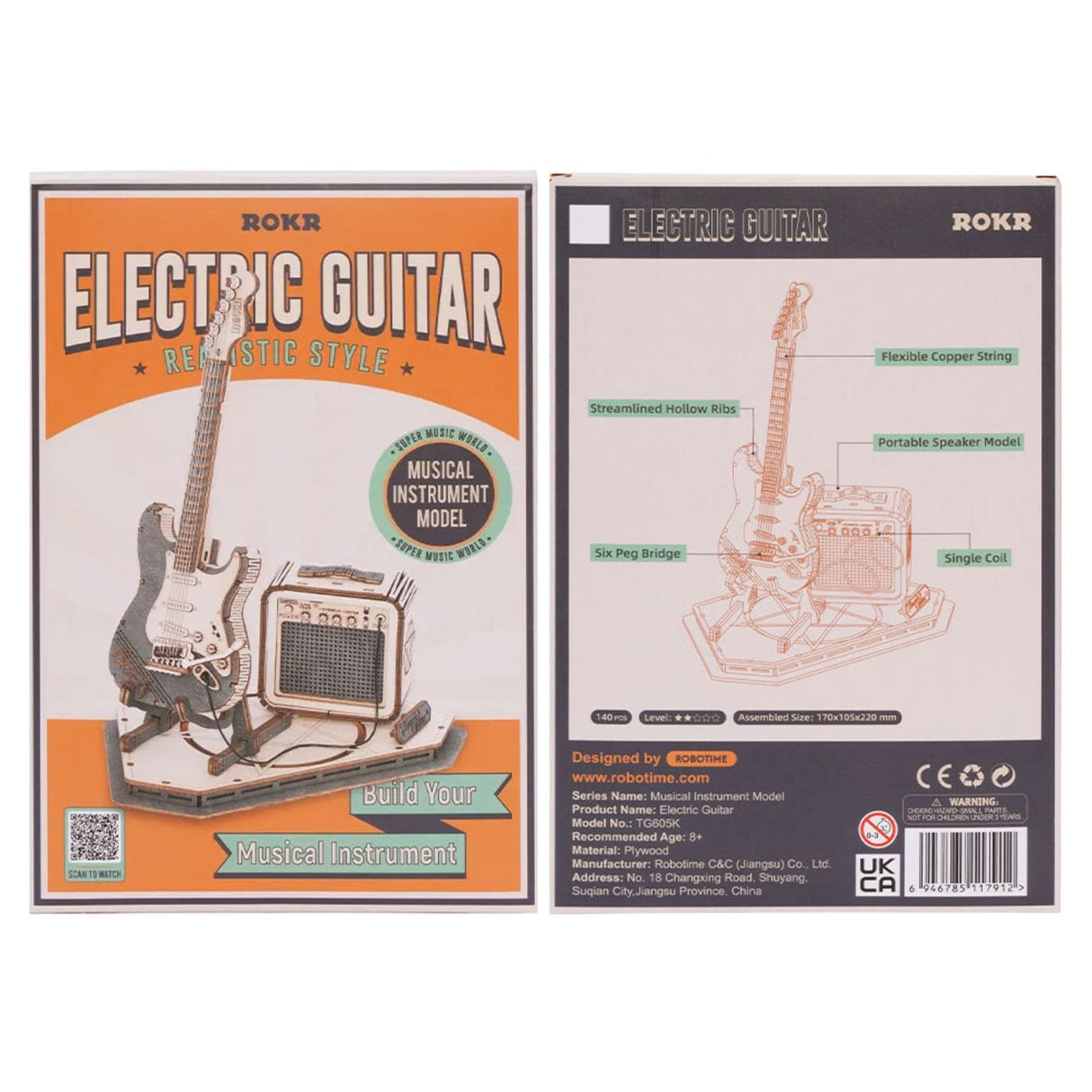 Rokr - Puzzle 3D Guitarra Eléctrica con Amplificador