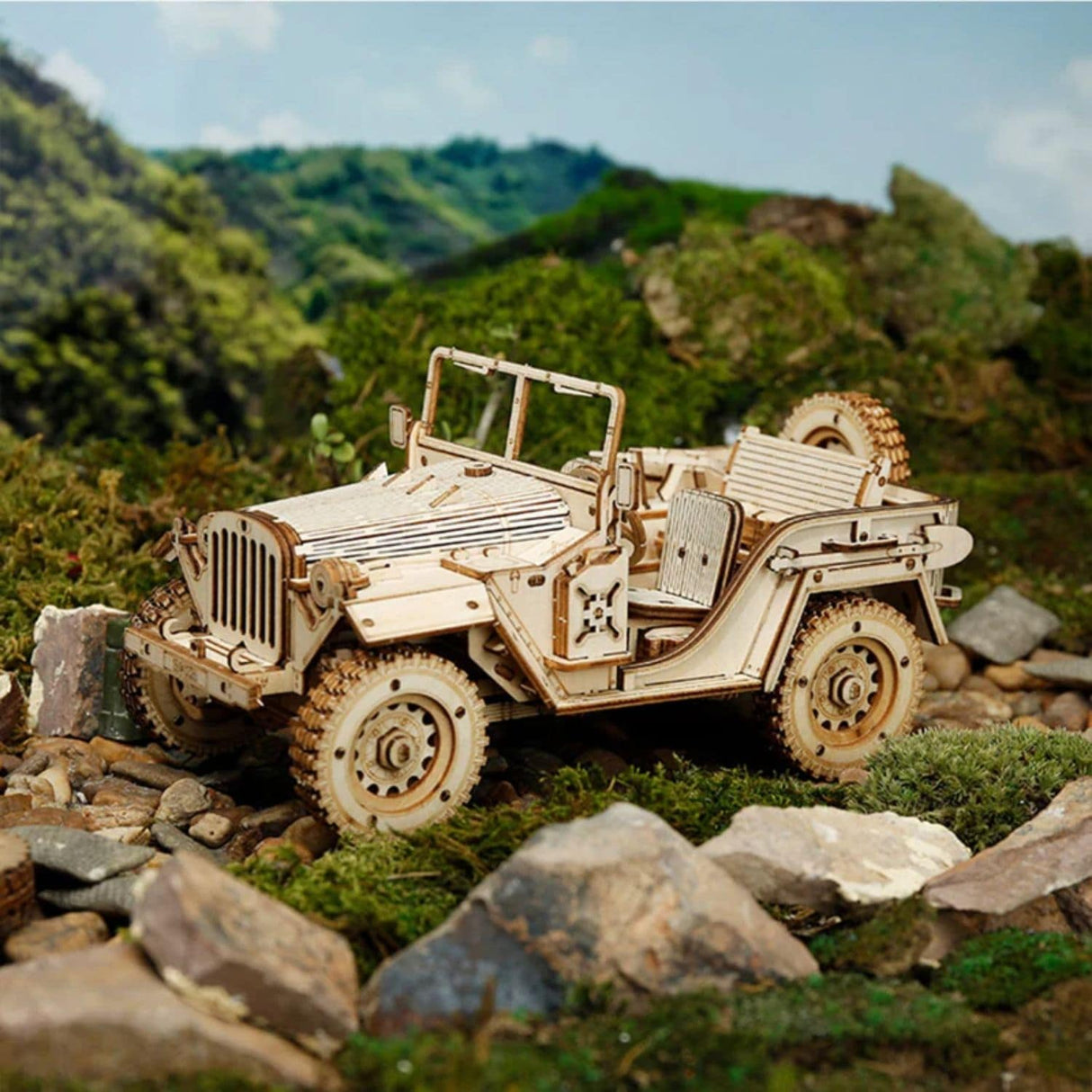 Rokr Scale Model Vehicle - Puzzle 3D Jeep Militar Army Field Car