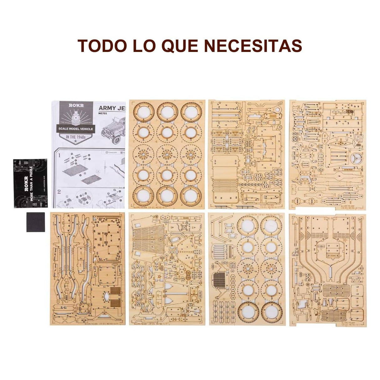 Rokr Scale Model Vehicle - Puzzle 3D Jeep Militar Army Field Car