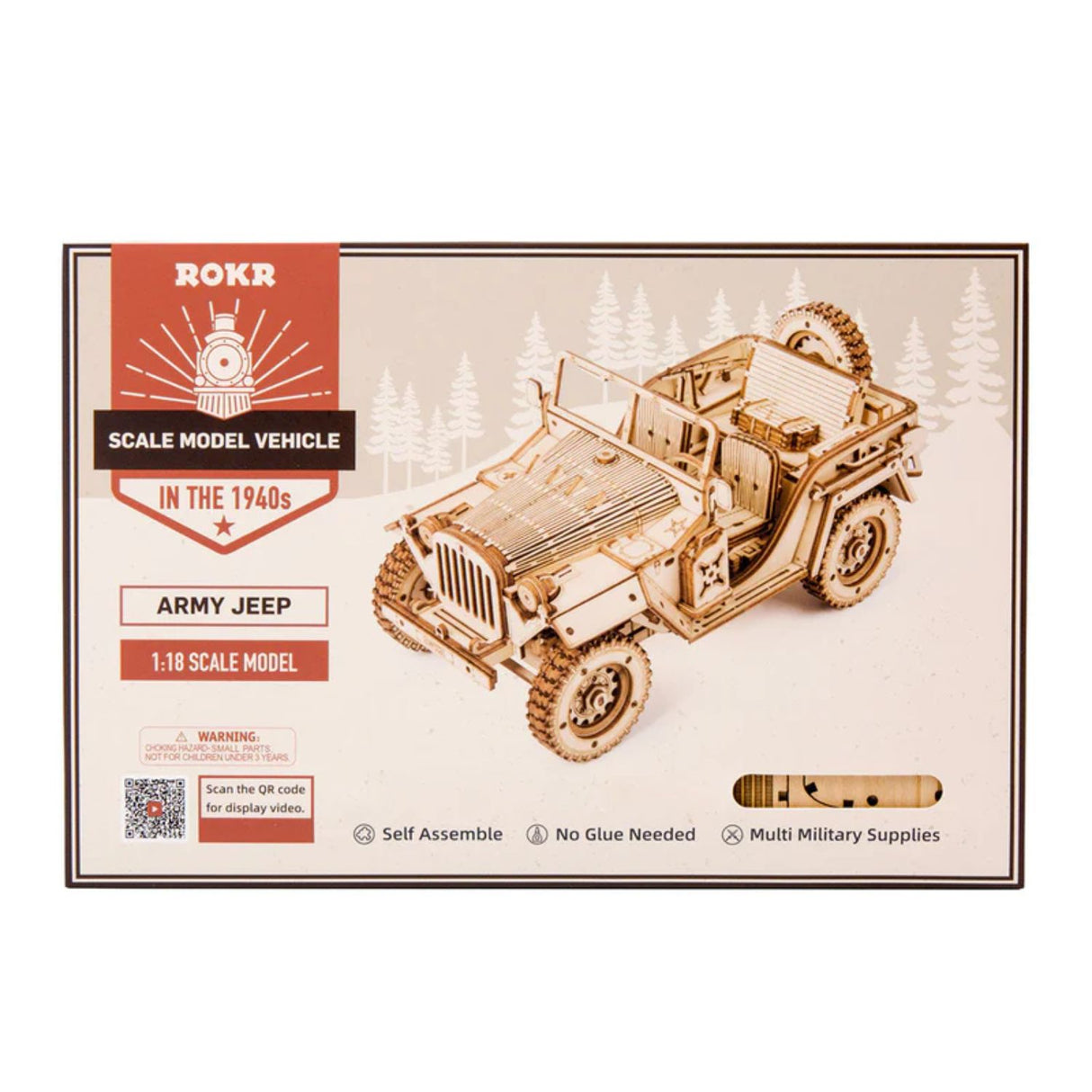 Rokr Scale Model Vehicle - Puzzle 3D Jeep Militar Army Field Car