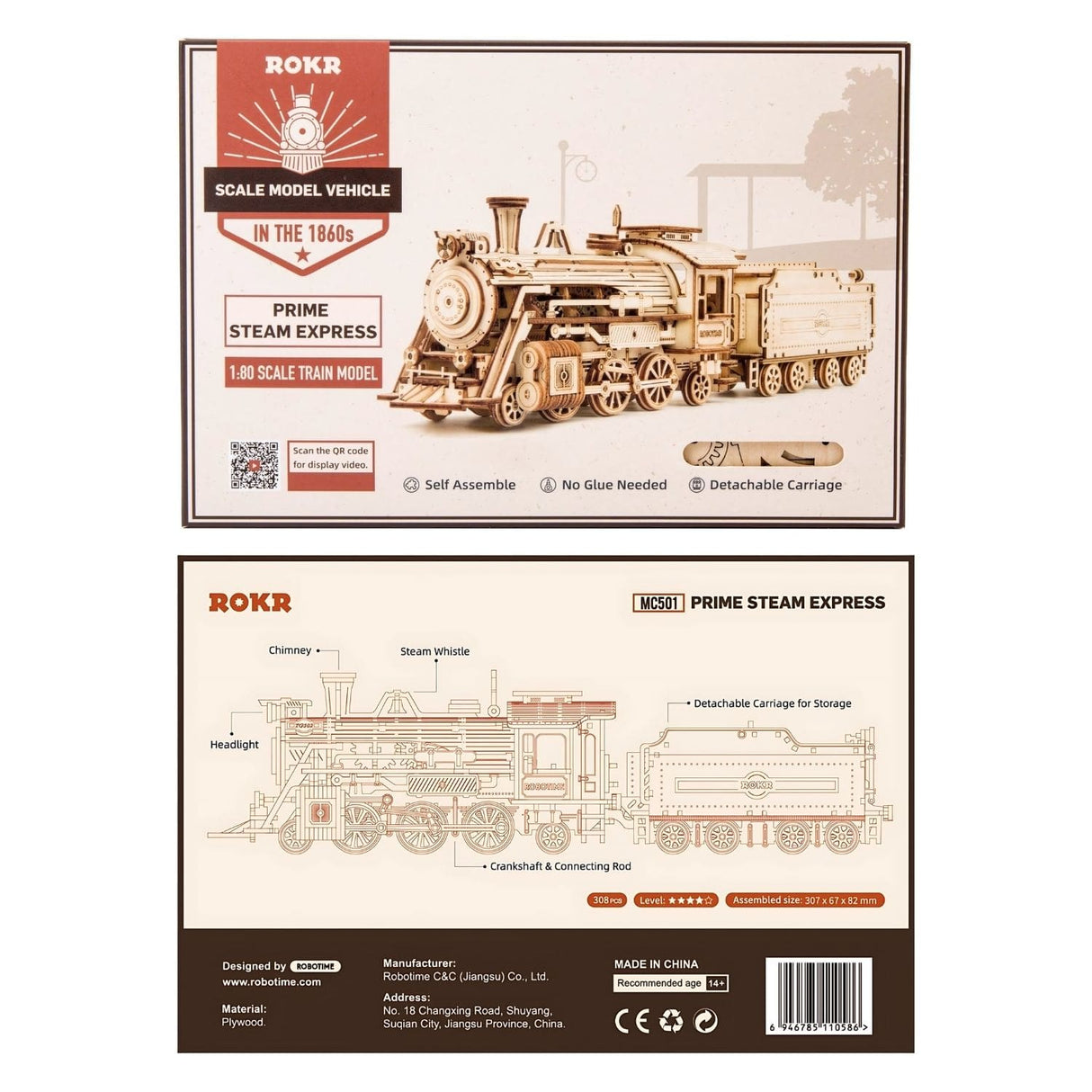 Rokr Scale Model Vehicle - Puzzle 3D Tren Prime Steam Express