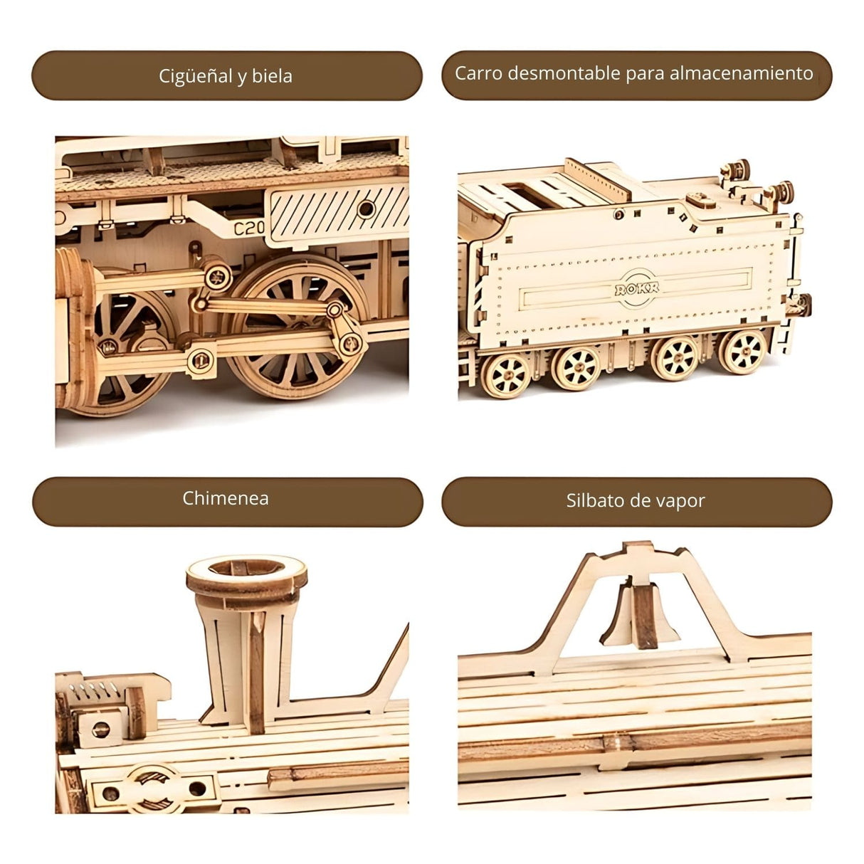 Rokr Scale Model Vehicle - Puzzle 3D Tren Prime Steam Express