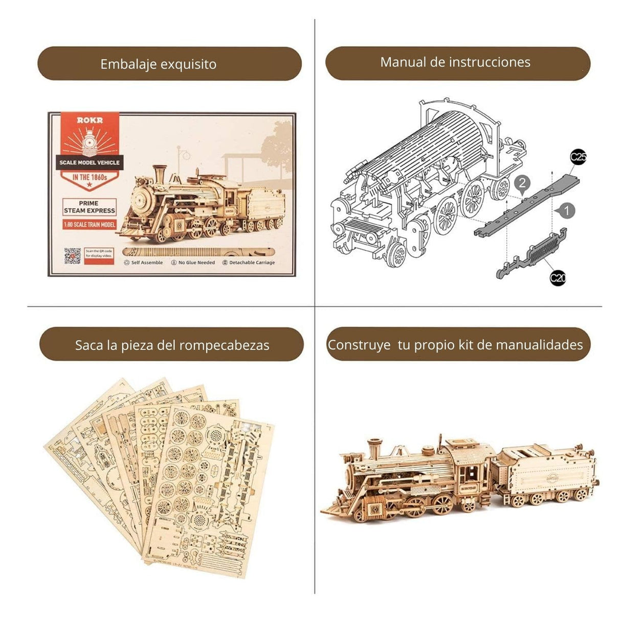 Rokr Scale Model Vehicle - Puzzle 3D Tren Prime Steam Express