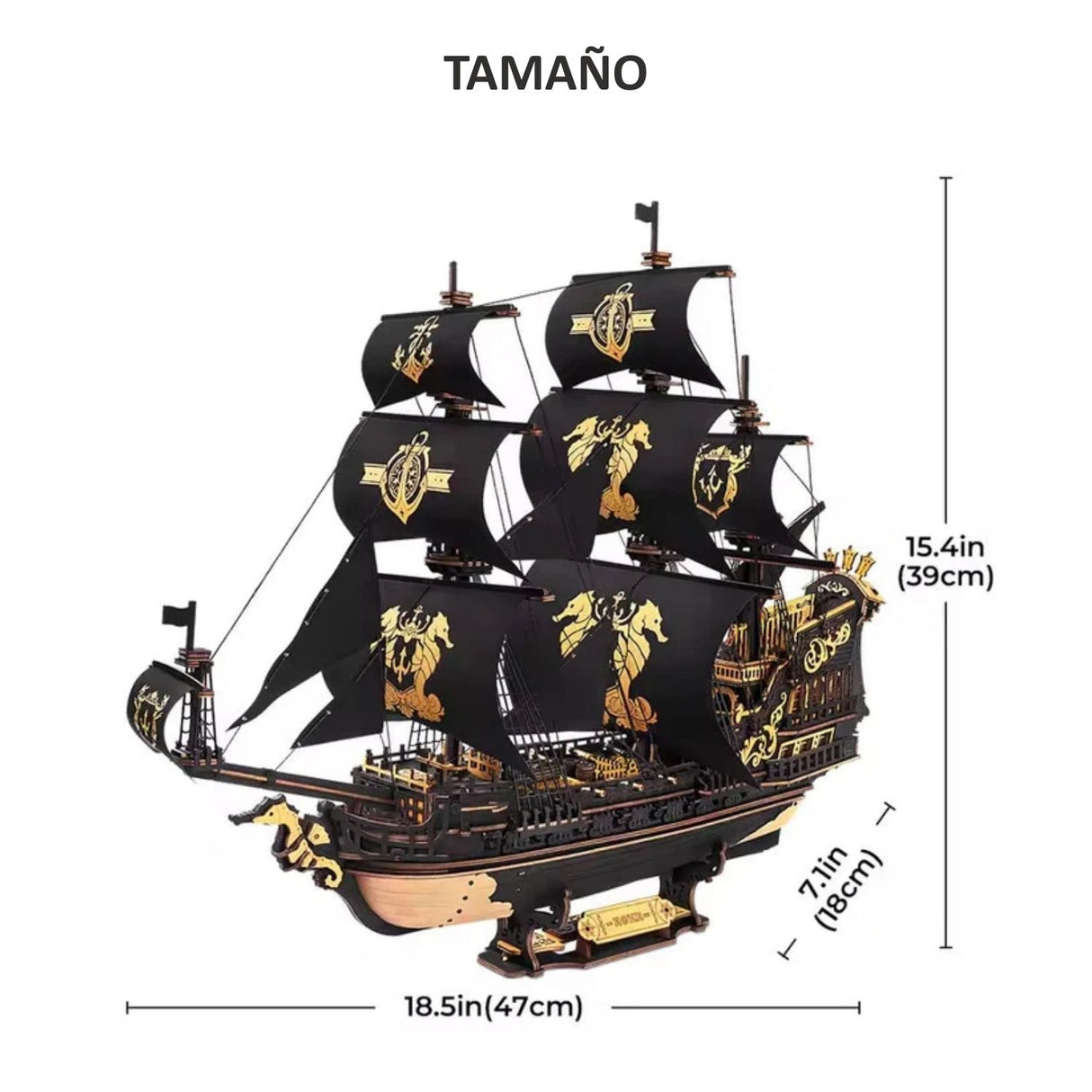 Rokr Scale Model Vehicle - Puzzle 3D Barco Pirata Seahorse Barque