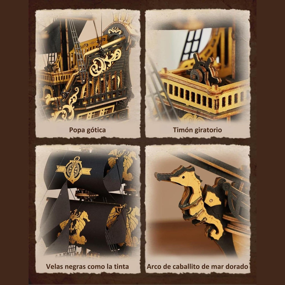 Rokr Scale Model Vehicle - Puzzle 3D Barco Pirata Seahorse Barque