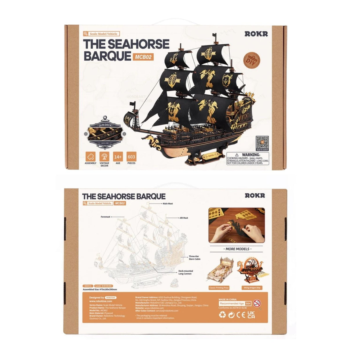Rokr Scale Model Vehicle - Puzzle 3D Barco Pirata Seahorse Barque