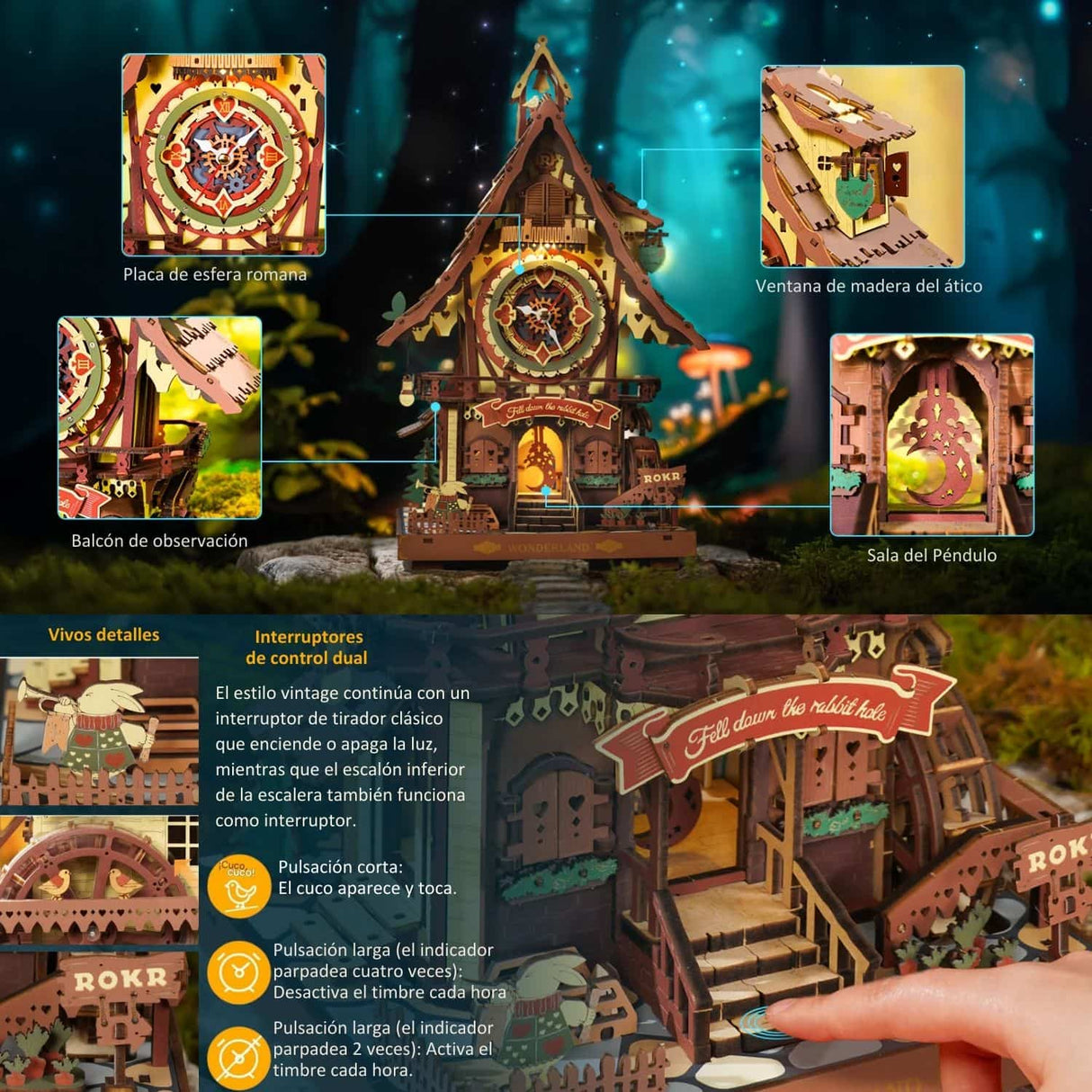 Rokr Time Art - Puzzle 3D Cuckoo Clock Reloj Cucú