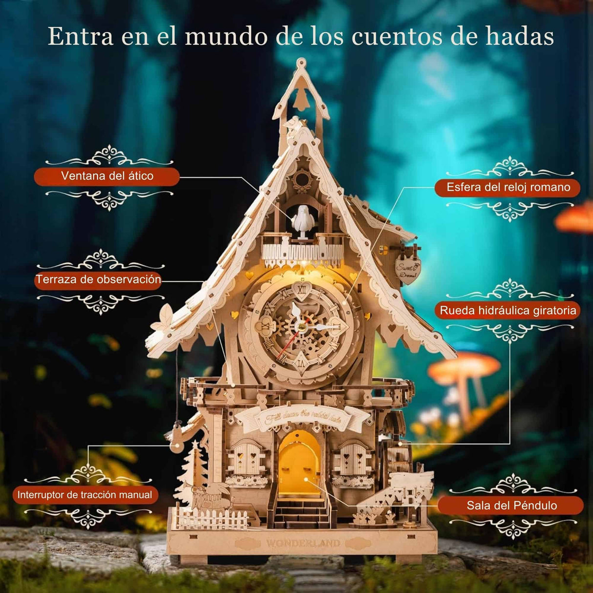 Rokr Time Art - Puzzle 3D Cuckoo Clock Reloj Cucú Color Madera