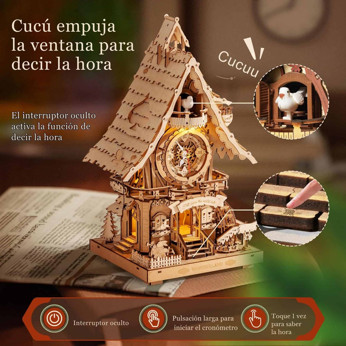 Rokr Time Art - Puzzle 3D Cuckoo Clock Reloj Cucú Color Madera