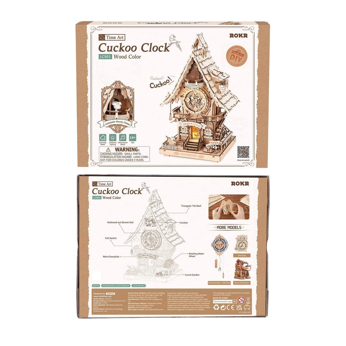 Rokr Time Art - Puzzle 3D Cuckoo Clock Reloj Cucú Color Madera