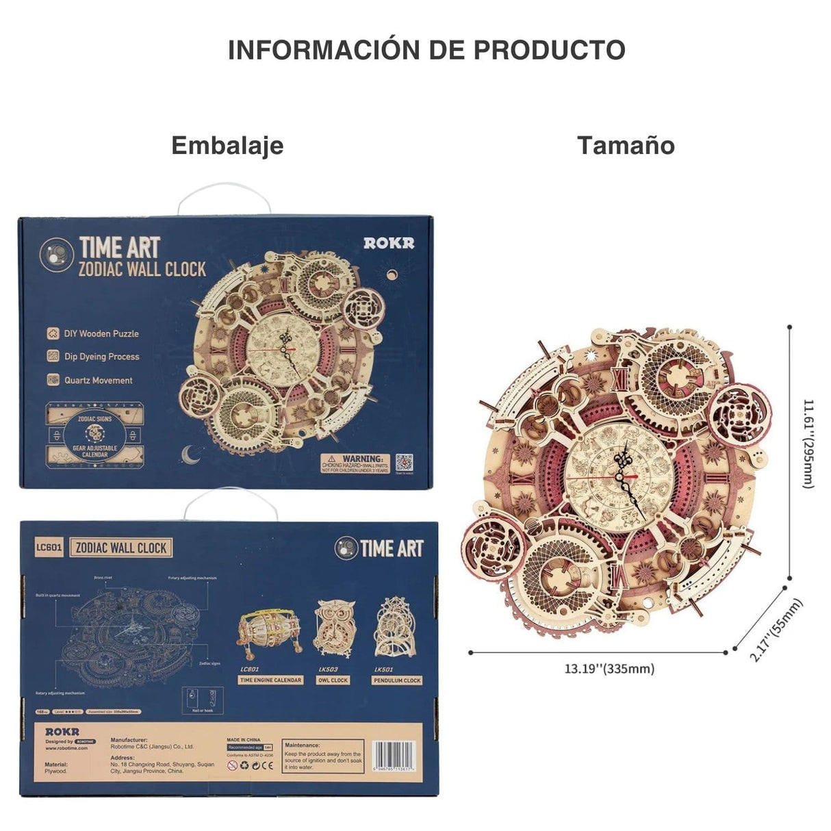 Rokr Time Art - Puzzle 3D Zodiac Wall Clock Reloj Zodíaco