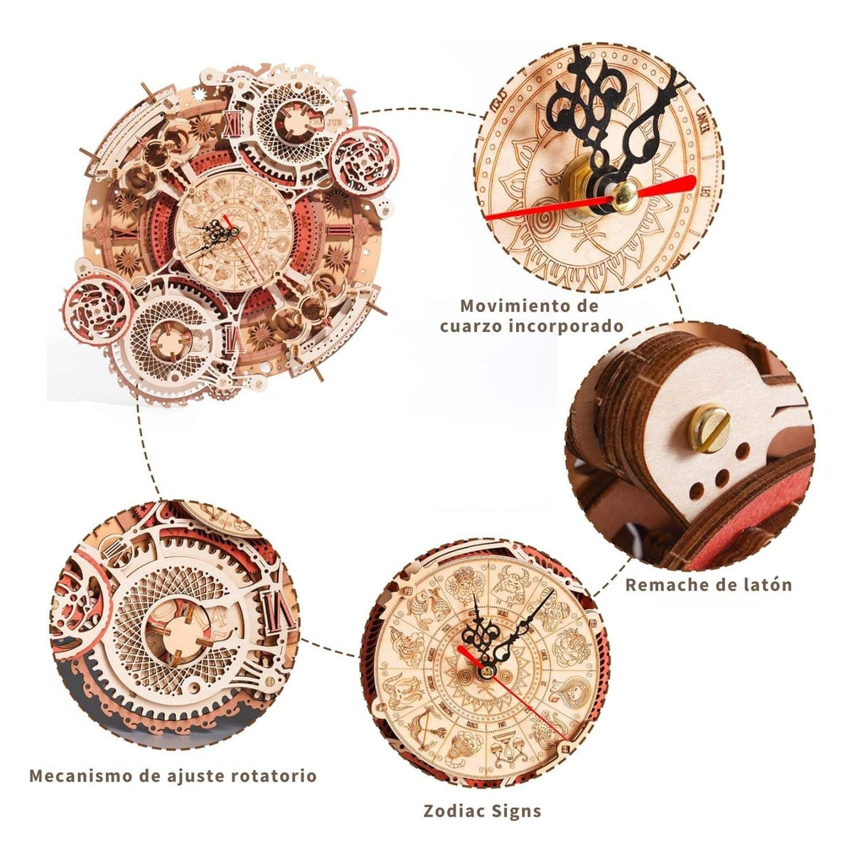 Rokr Time Art - Puzzle 3D Zodiac Wall Clock Reloj Zodíaco