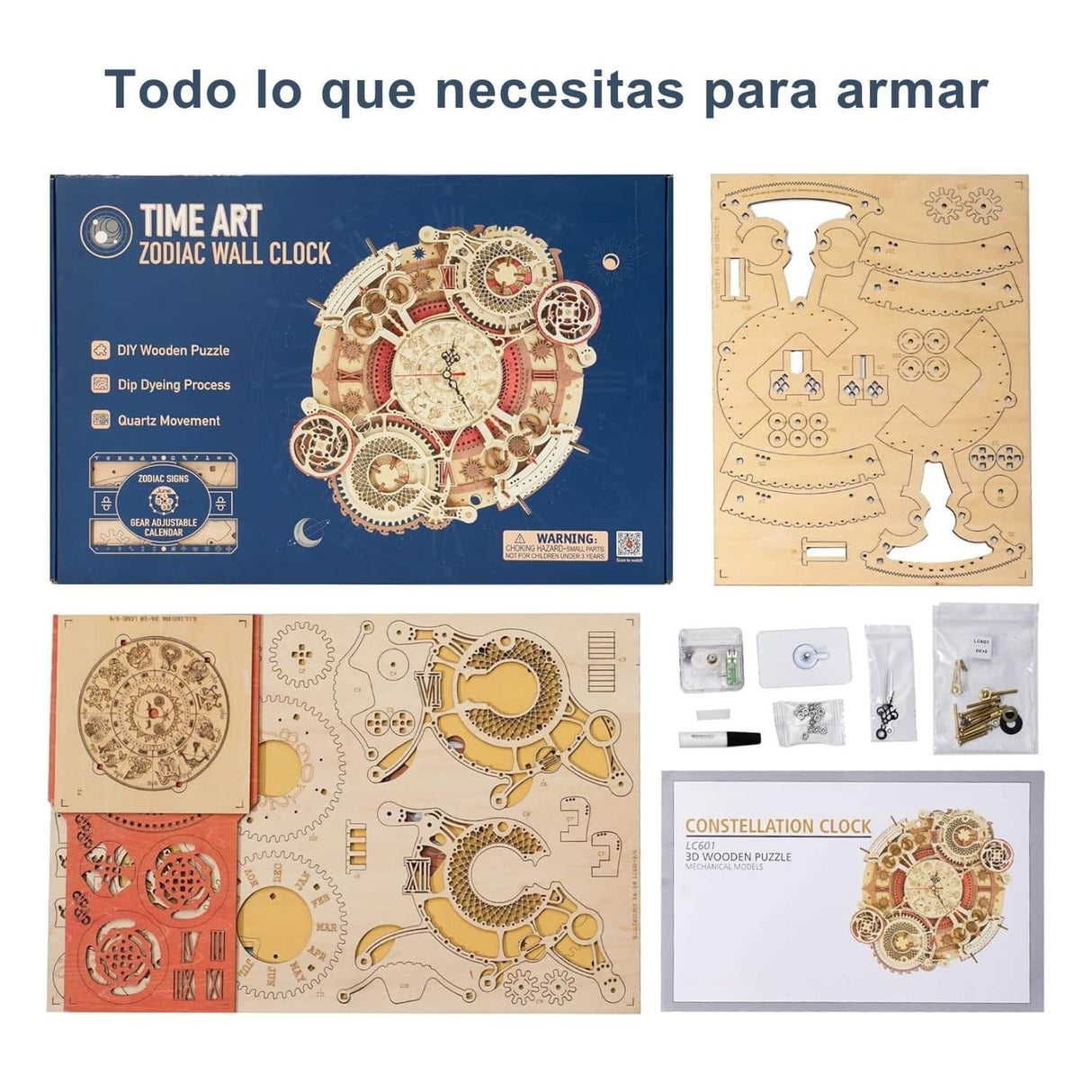 Rokr Time Art - Puzzle 3D Zodiac Wall Clock Reloj Zodíaco