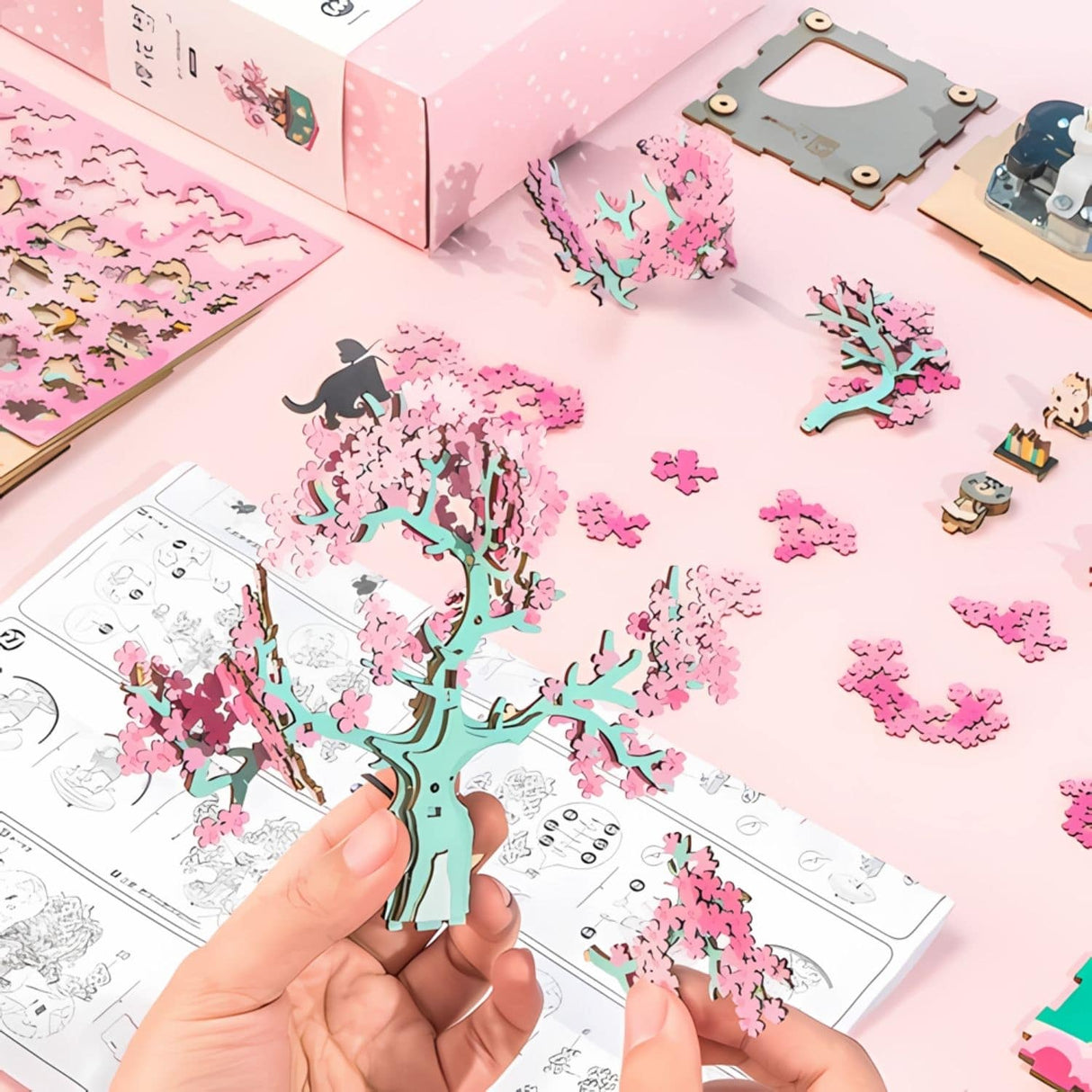 Rolife Music Dreamer - Miniatura Armable Cherry Blossom Tree Caja Musical