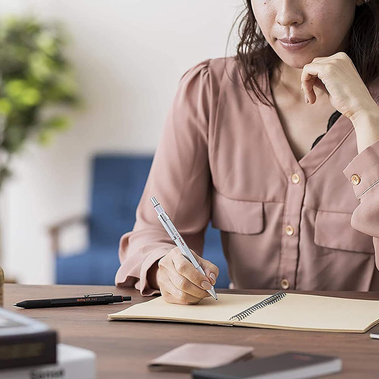 Rotring 600 - Bolígrafo 3 en 1 Punta Media Cuerpo Color Plata