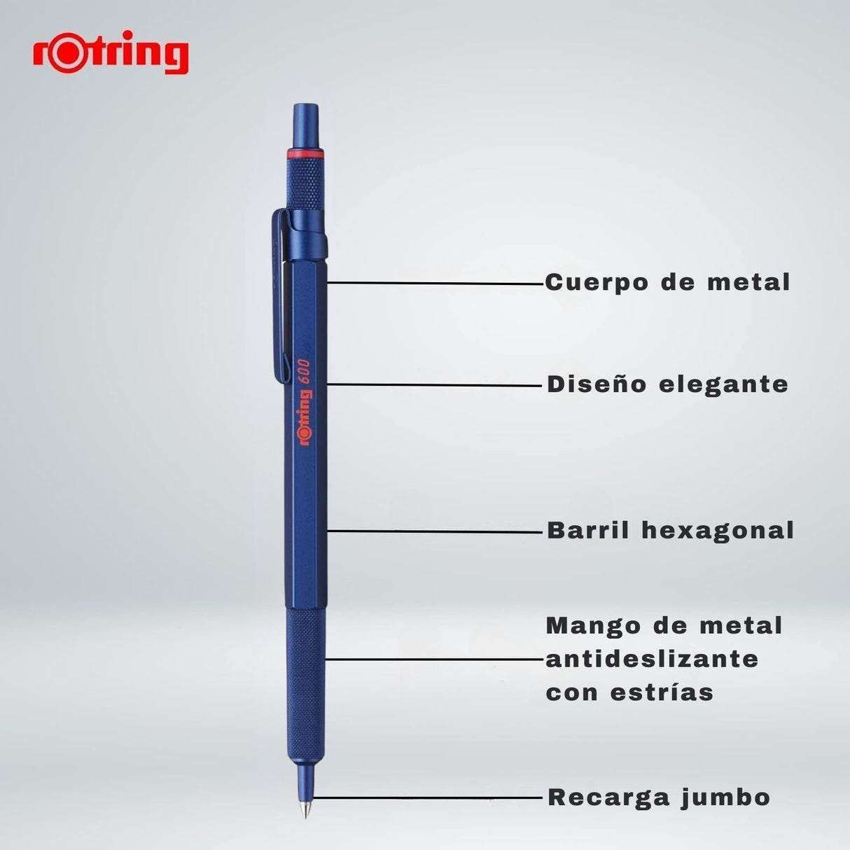 Rotring 600 - Bolígrafo Punta Media Punta Media Cuerpo Azul