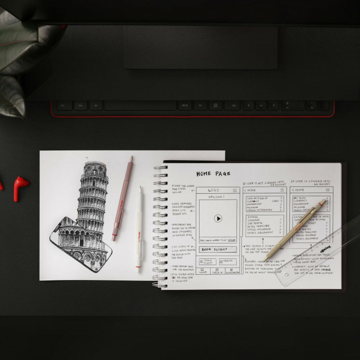 Rotring 600 - Bolígrafo Punta Media Punta Media Cuerpo Color Oro Rosa