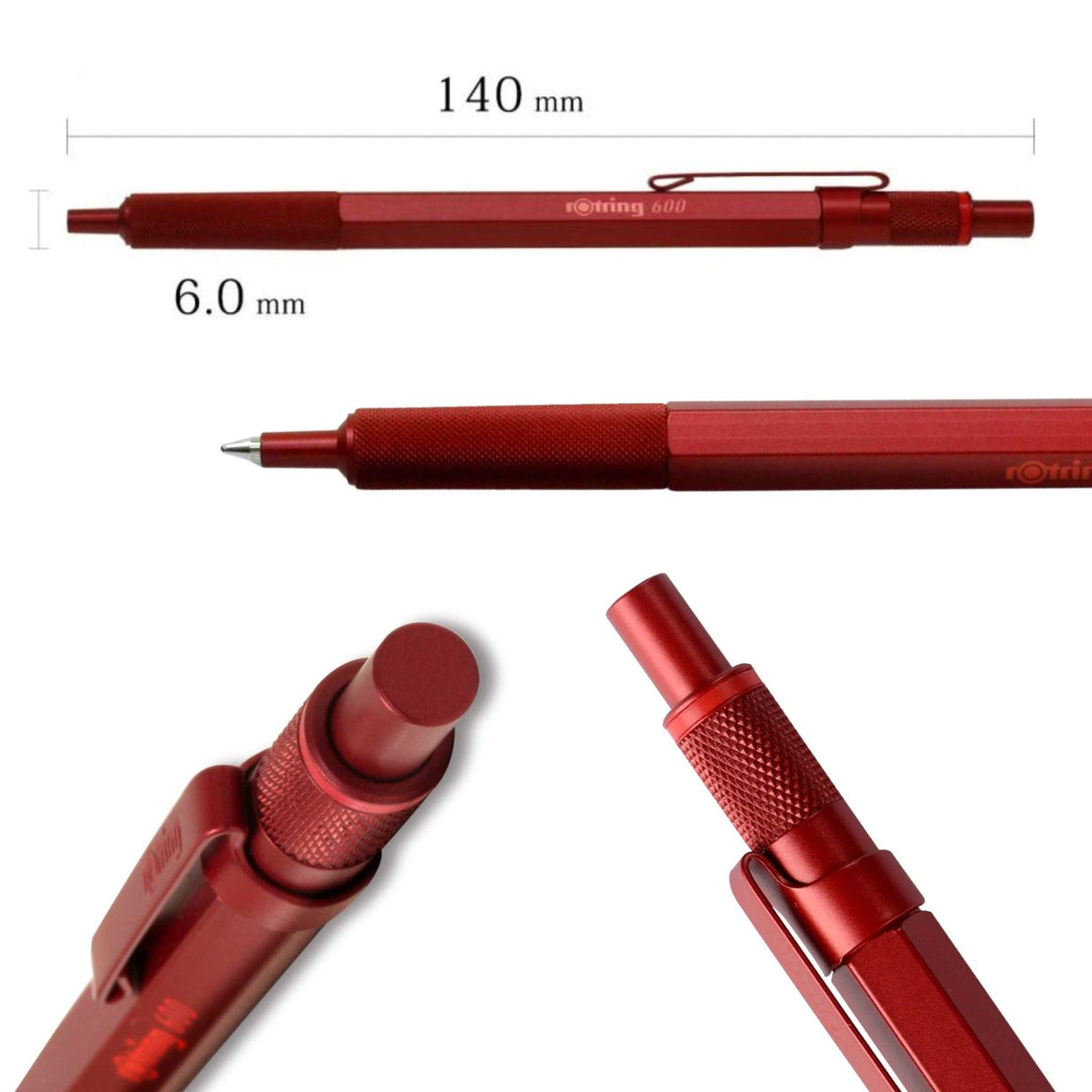 Rotring 600 - Bolígrafo Punta Media Punta Media Cuerpo Rojo