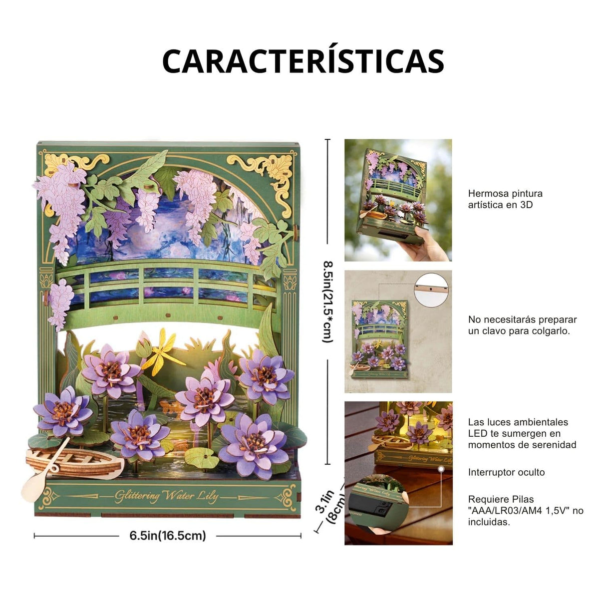 Rowood Artistic 3D Painting - Miniatura Armable Flor Glittering Water Lily