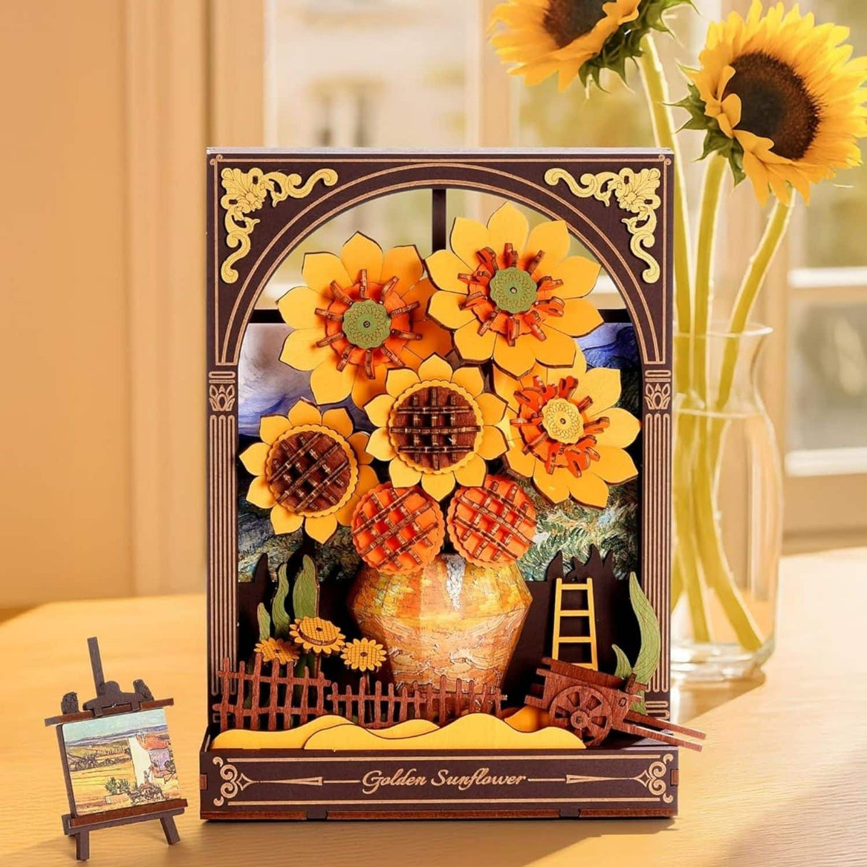 Rowood Artistic 3D Painting - Miniatura Armable Flor Golden Sunflower