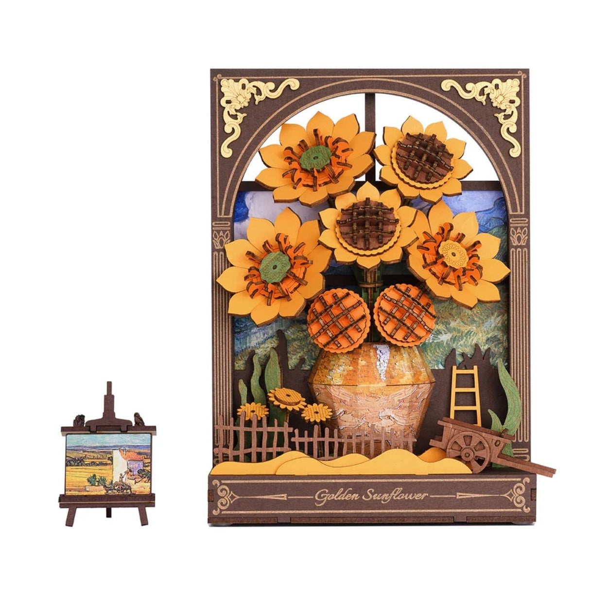 Rowood Artistic 3D Painting - Miniatura Armable Flor Golden Sunflower
