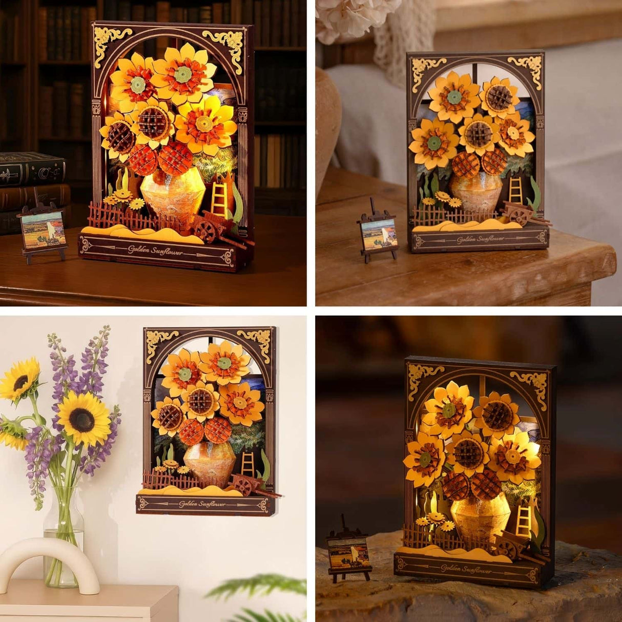 Rowood Artistic 3D Painting - Miniatura Armable Flor Golden Sunflower