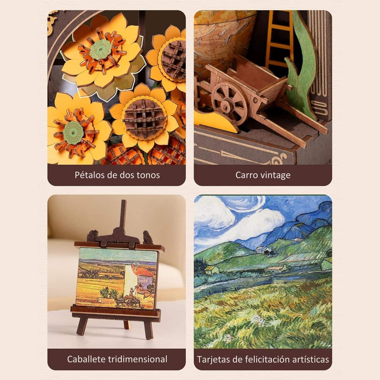 Rowood Artistic 3D Painting - Miniatura Armable Flor Golden Sunflower