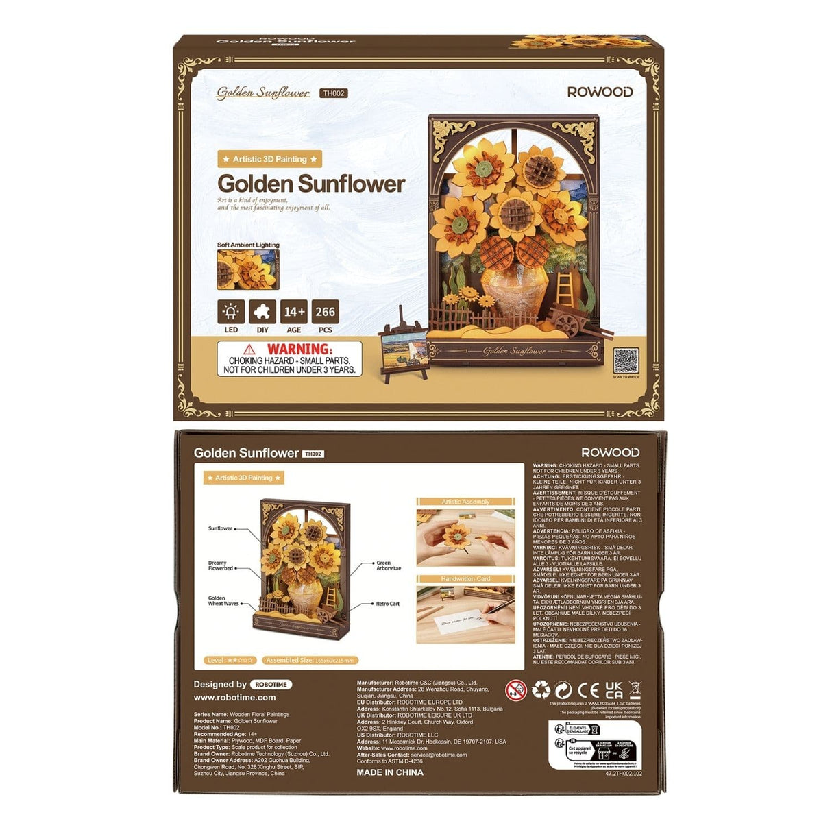 Rowood Artistic 3D Painting - Miniatura Armable Flor Golden Sunflower