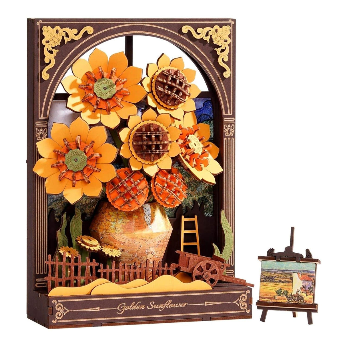 Rowood Artistic 3D Painting - Miniatura Armable Flor Golden Sunflower
