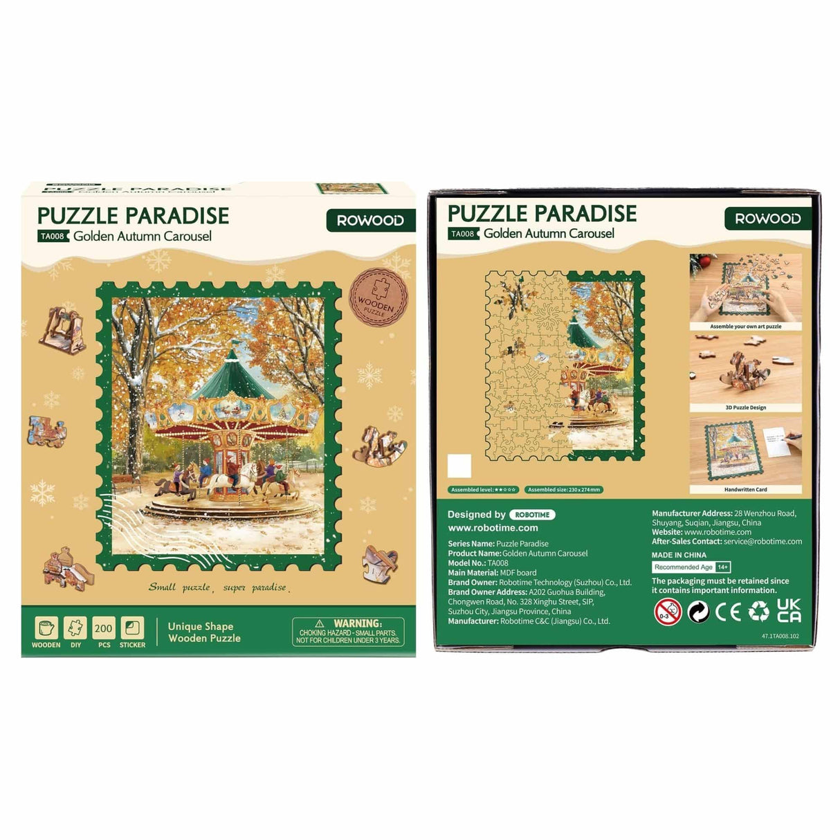 Rowood - Puzzle de Madera Golden Autumn Carousel