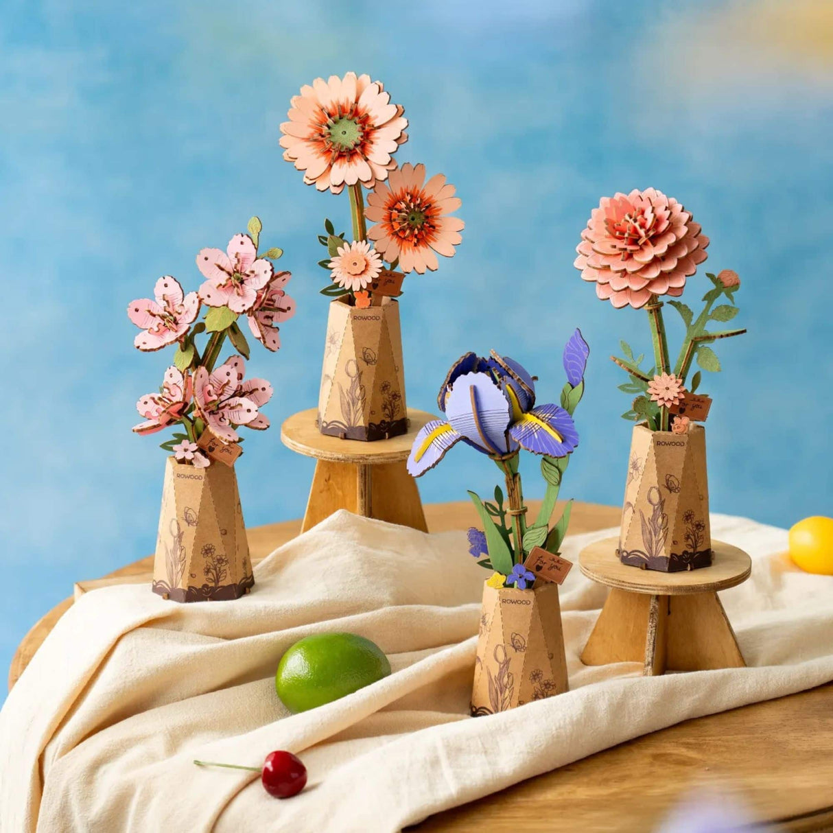 Rowood Wooden Bloom Craft - Miniatura Armable Flor Pink Dahlia