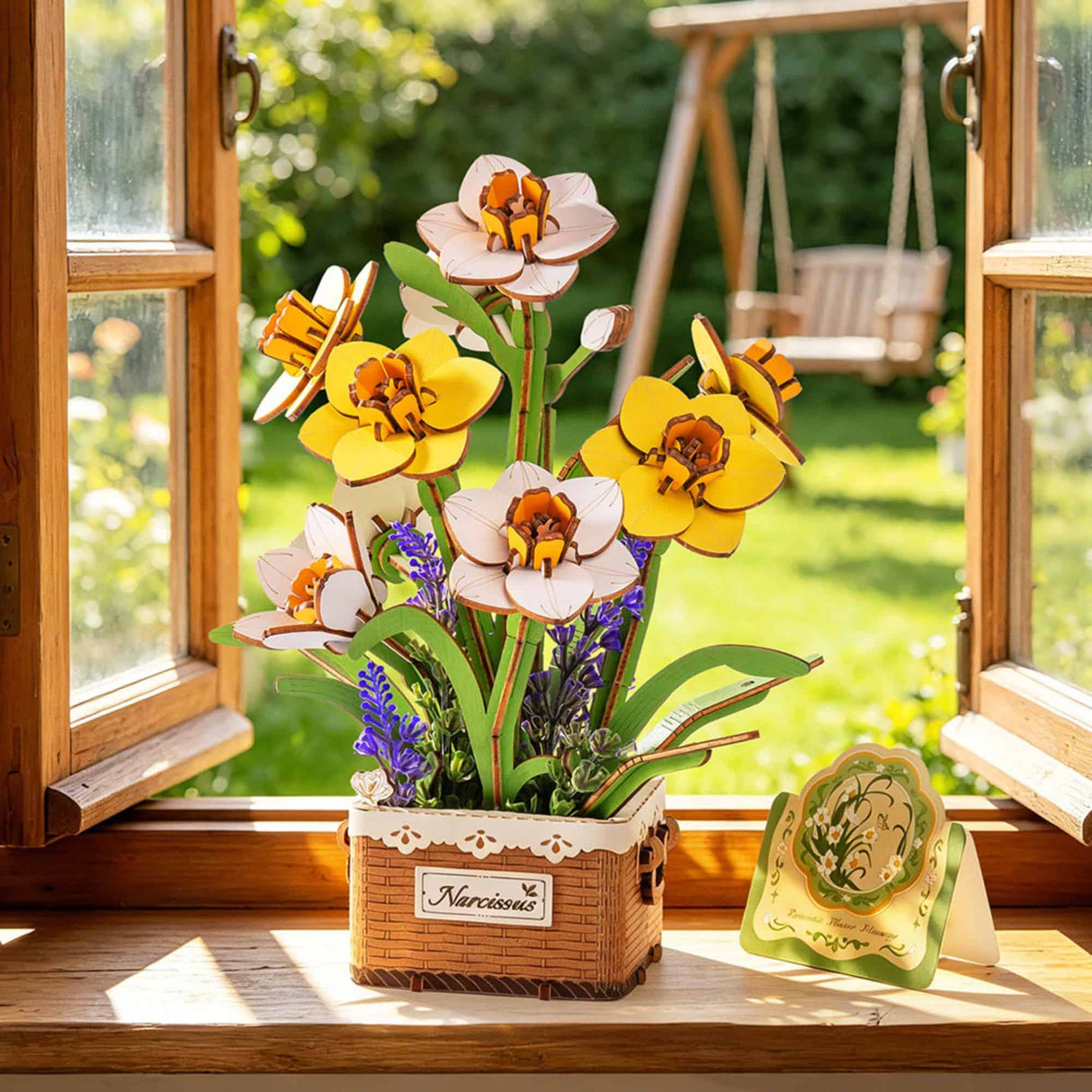 Rowood Wooden Bloom Craft - Miniatura Armable Flor Narcissus