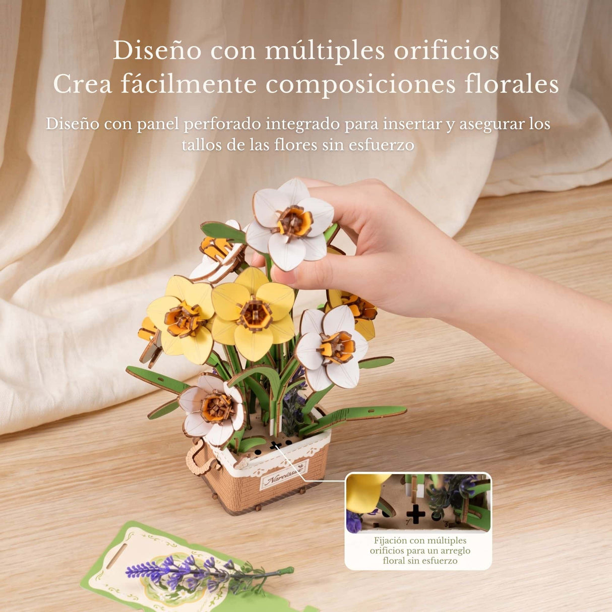 Rowood Wooden Bloom Craft - Miniatura Armable Flor Narcissus