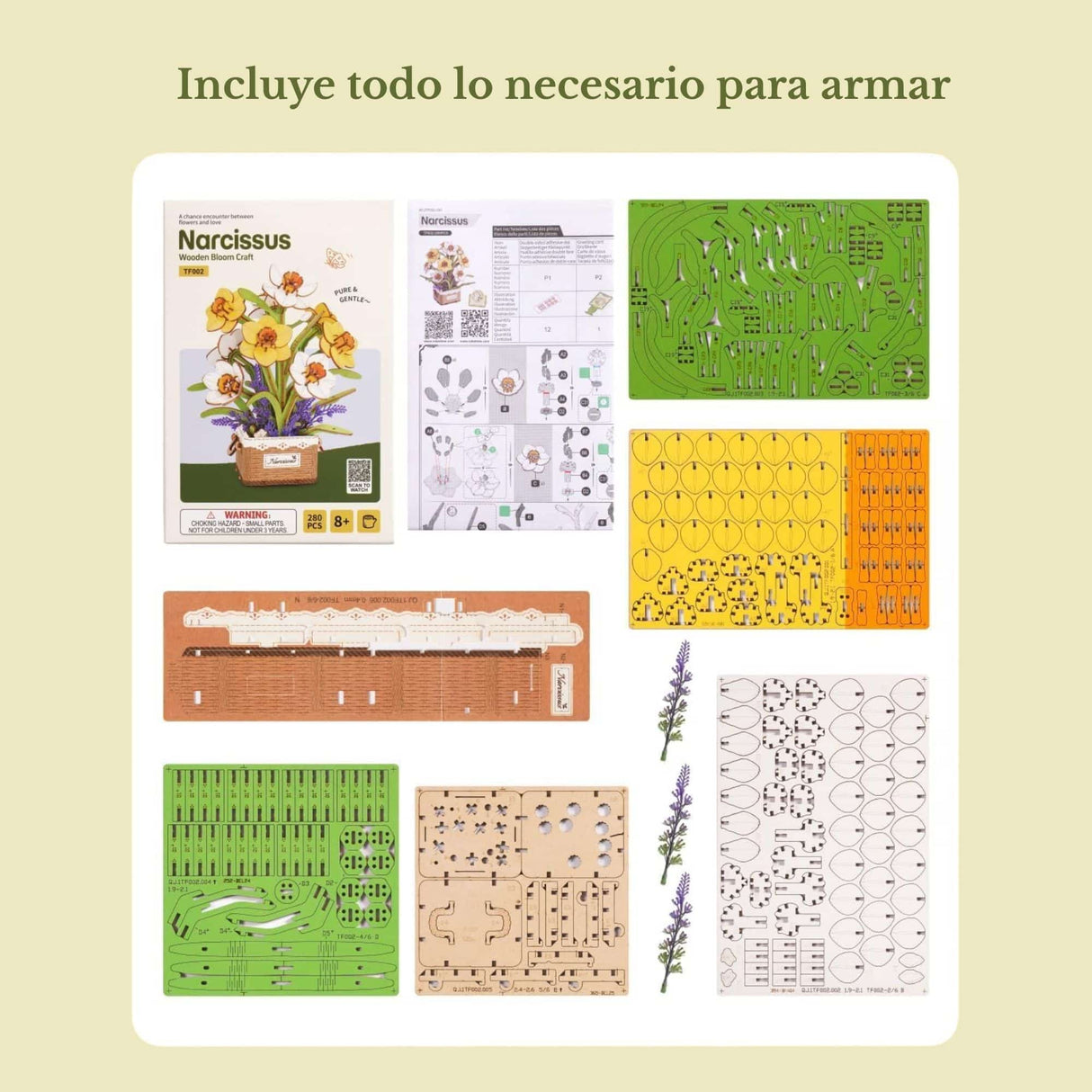 Rowood Wooden Bloom Craft - Miniatura Armable Flor Narcissus