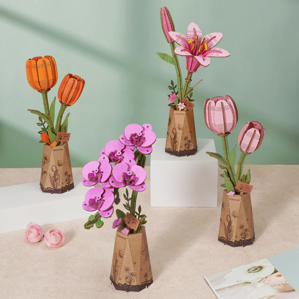 Rowood Wooden Bloom Craft - Miniatura Armable Flor Pink Tulip