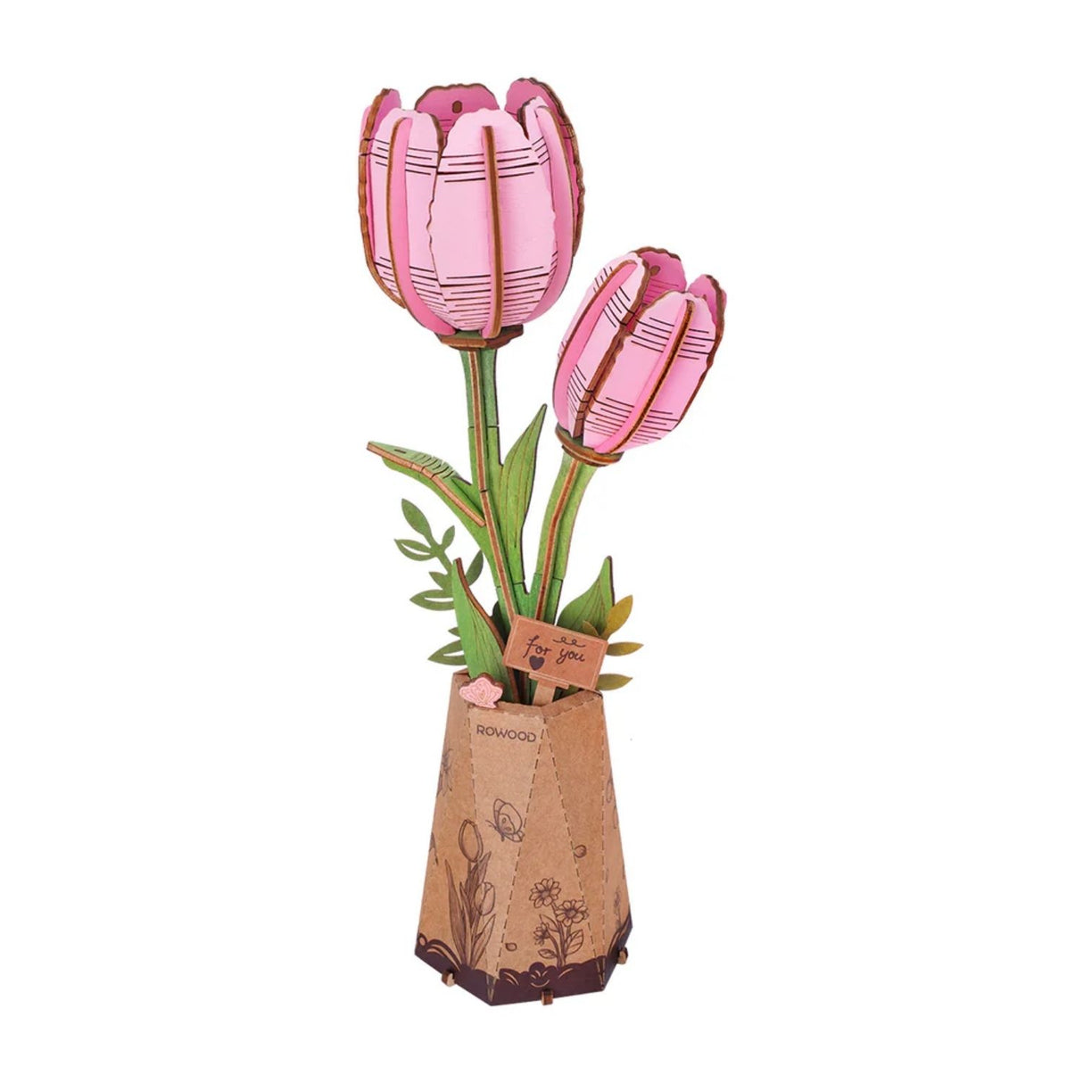 Rowood Wooden Bloom Craft - Miniatura Armable Flor Pink Tulip