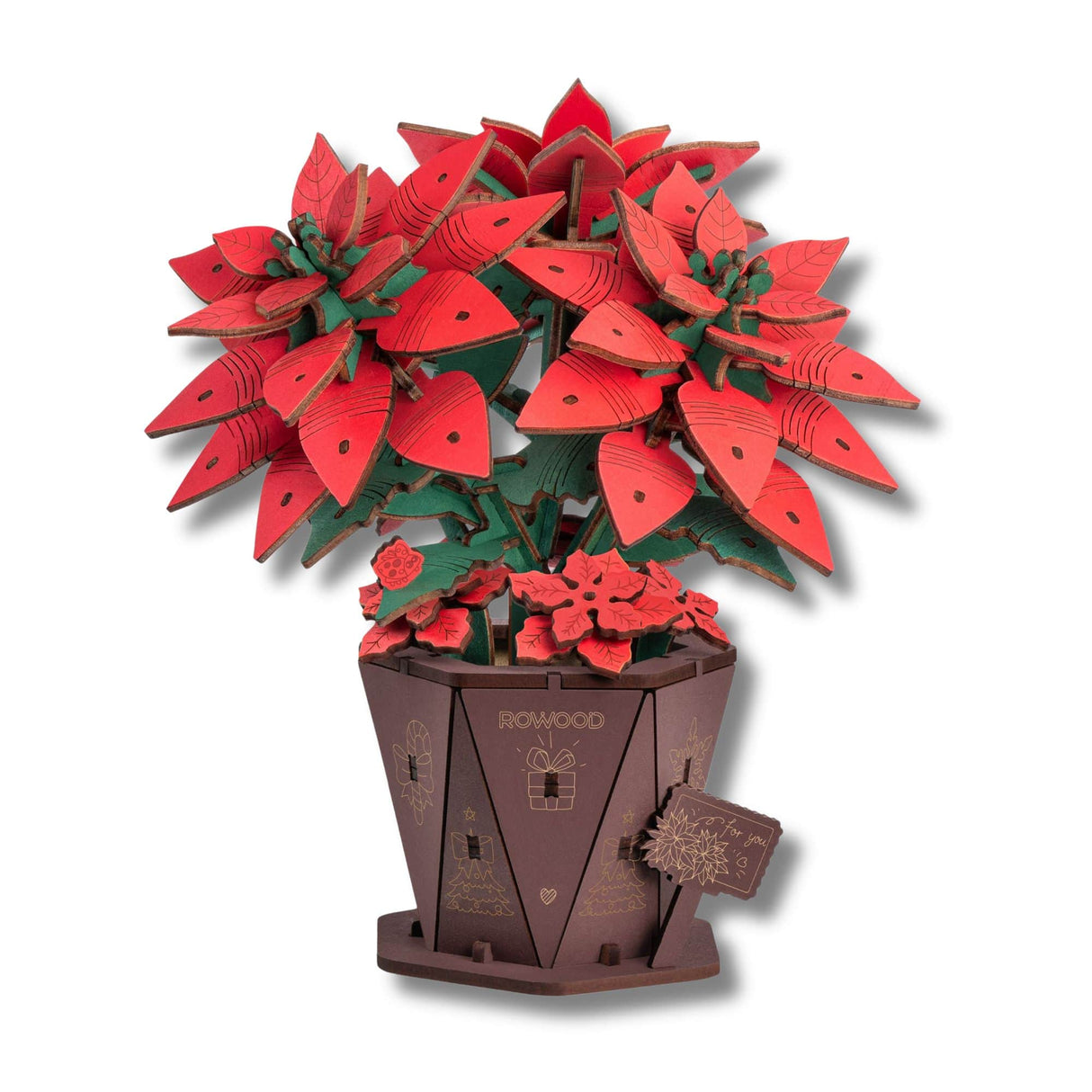 Rowood Wooden Bloom Craft - Miniatura Armable Flor Poinsettia