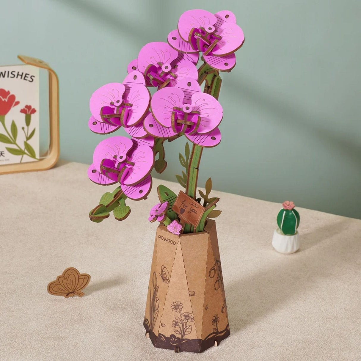 Rowood Wooden Bloom Craft - Miniatura Armable Flor Purple Moth Orchid