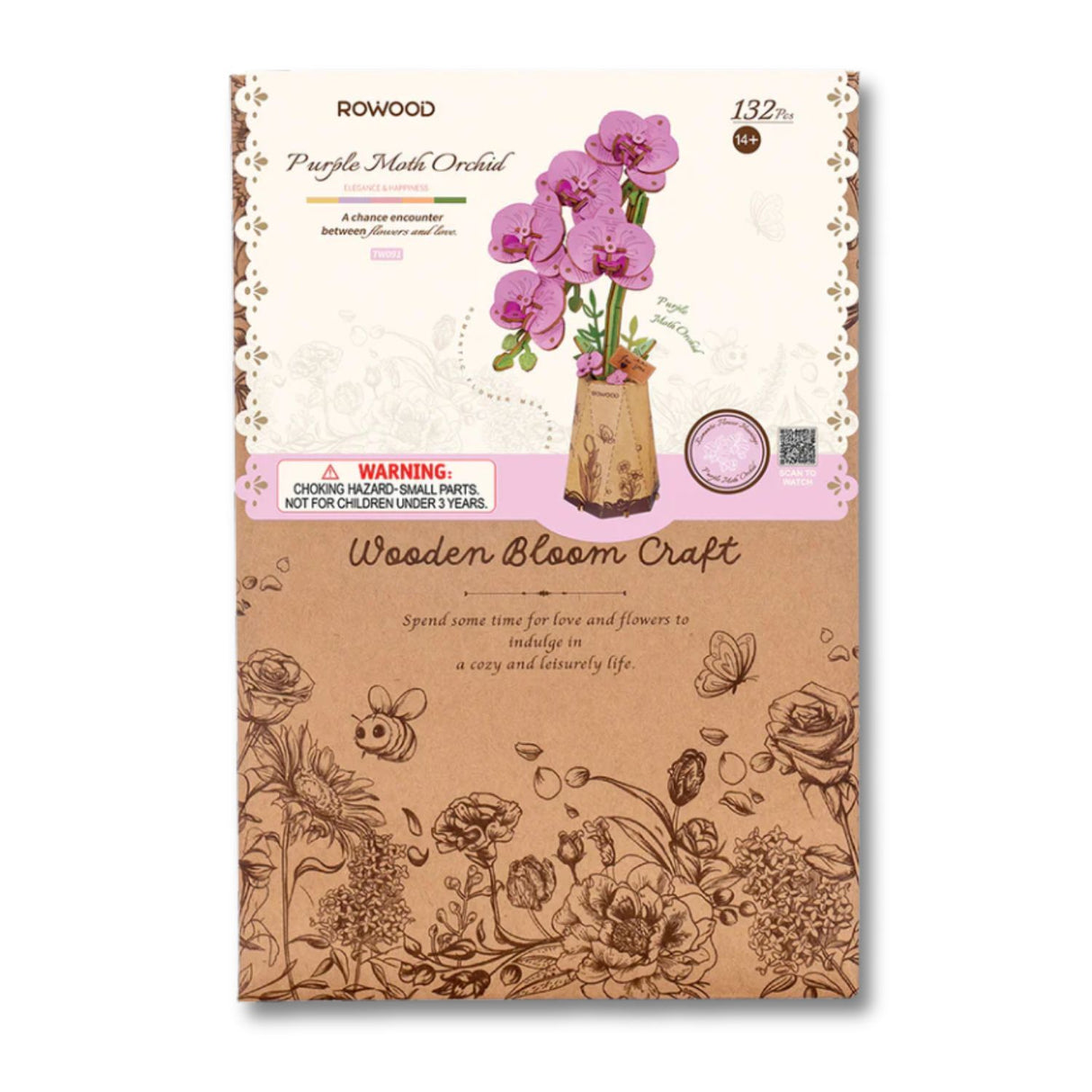 Rowood Wooden Bloom Craft - Miniatura Armable Flor Purple Moth Orchid
