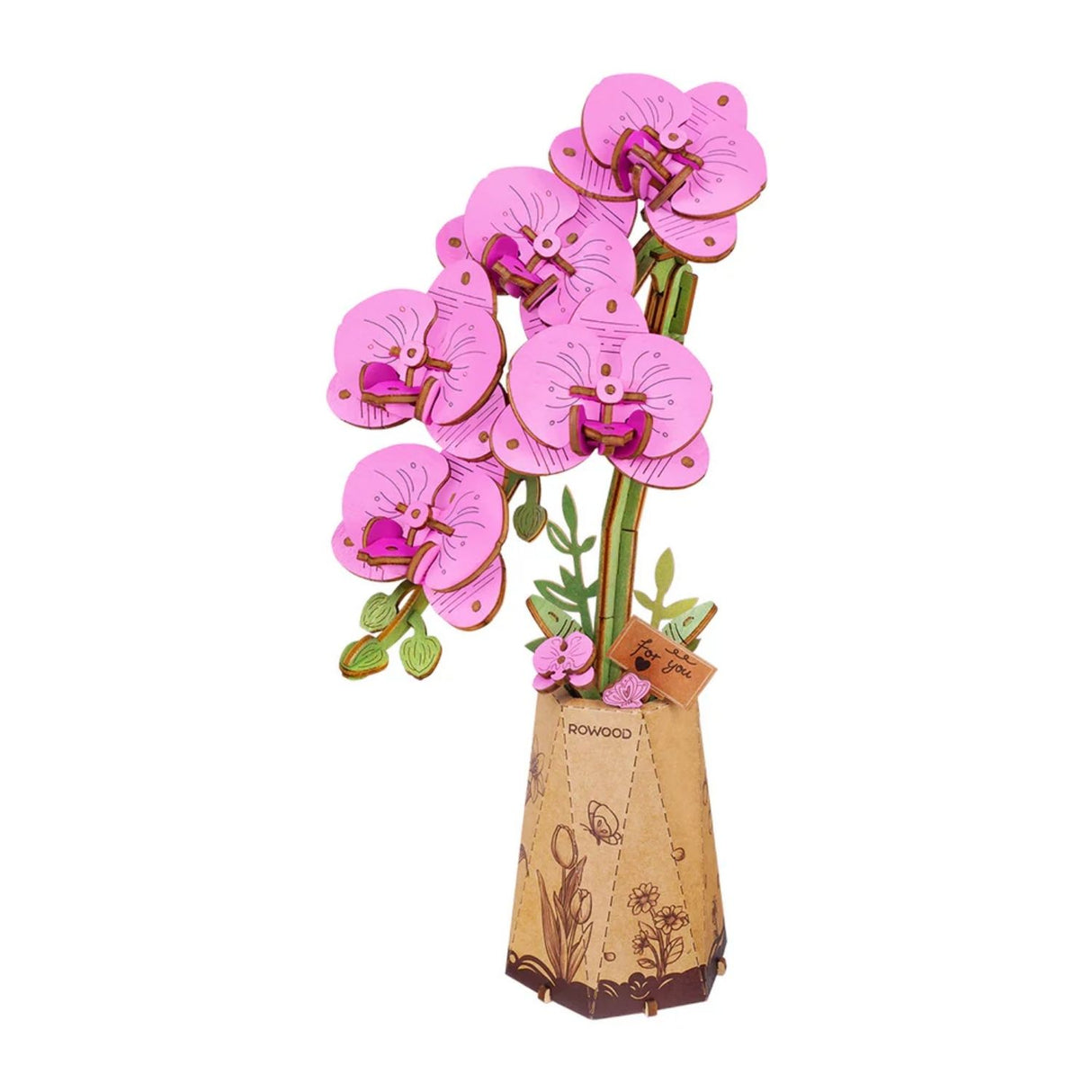 Rowood Wooden Bloom Craft - Miniatura Armable Flor Purple Moth Orchid