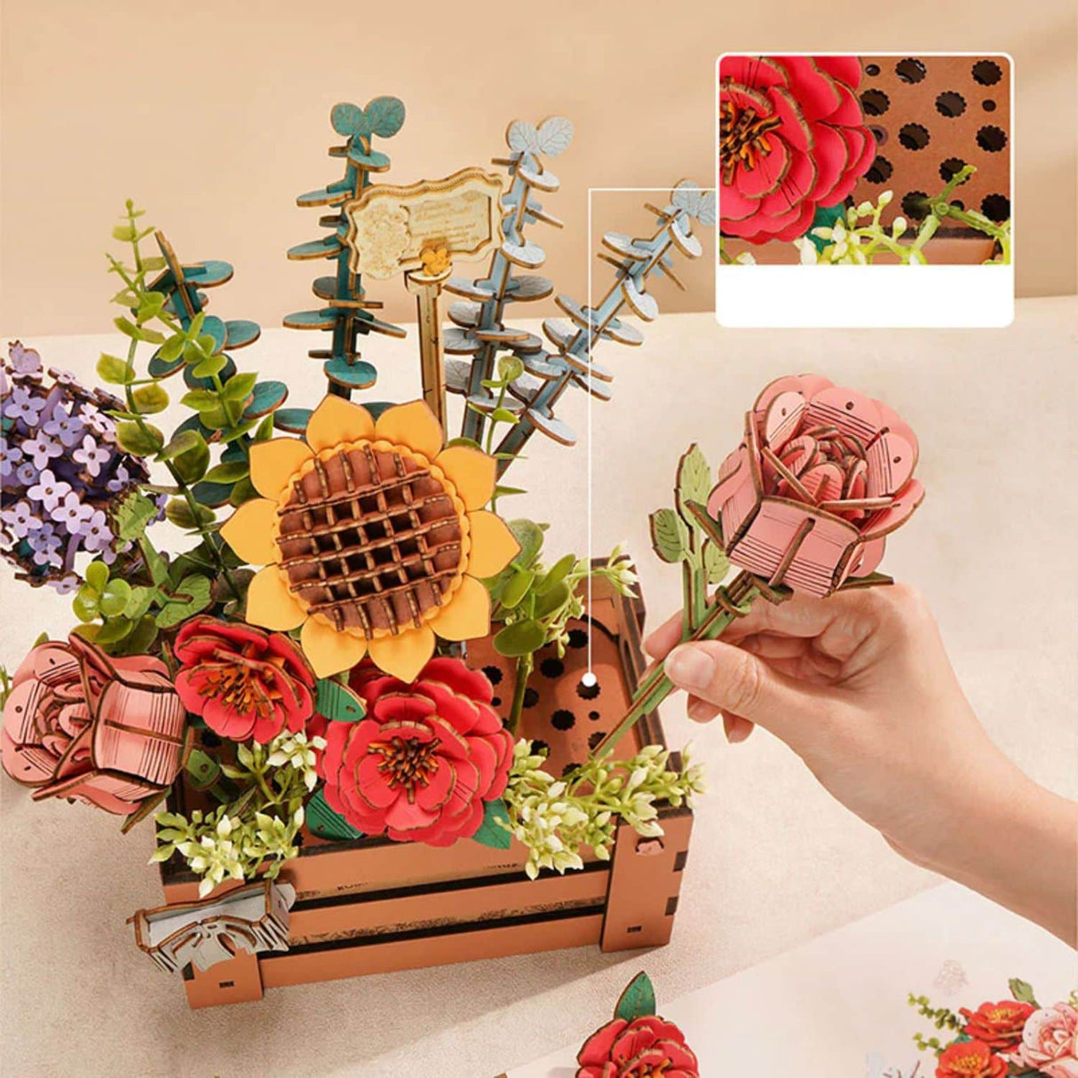 Rowood Wooden Bloom Craft - Miniatura Armable Flor Wooden Bloom Box