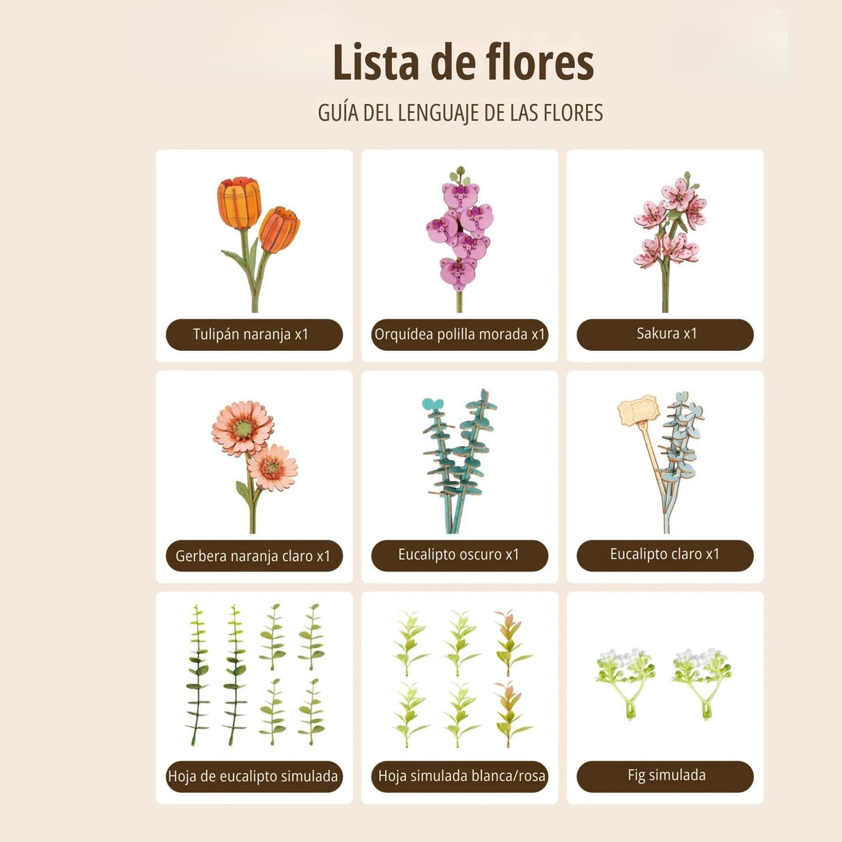 Rowood Wooden Bloom Craft - Miniatura Armable Flor Wooden Blooming Book