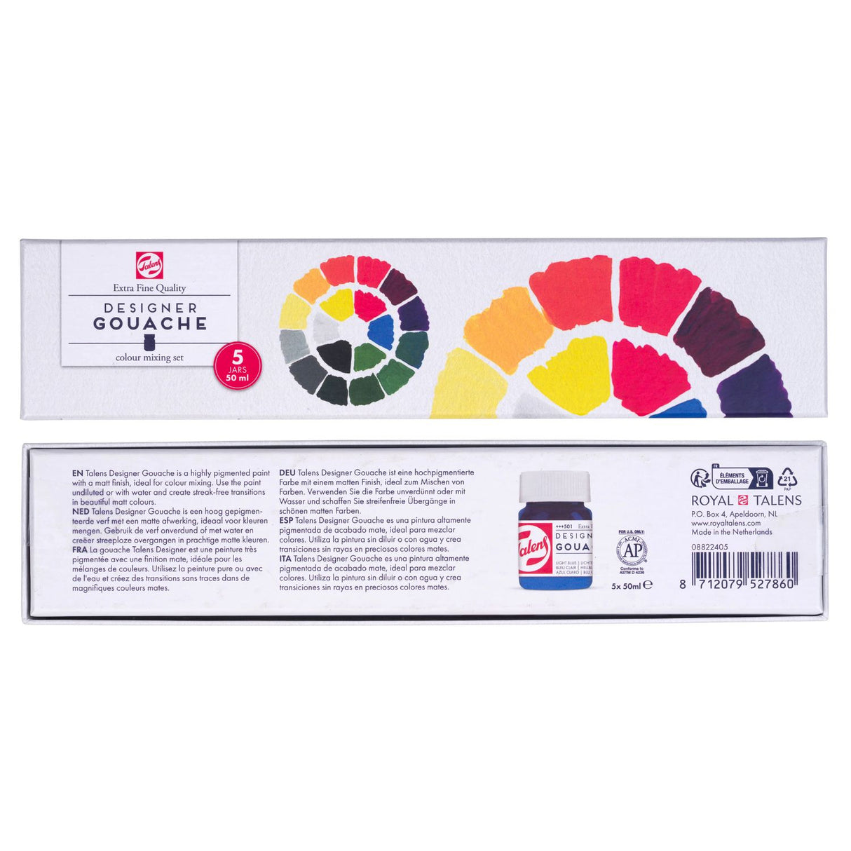 Talens - Set 5 Pinturas Gouache Colores Primarios Frascos 50 ml