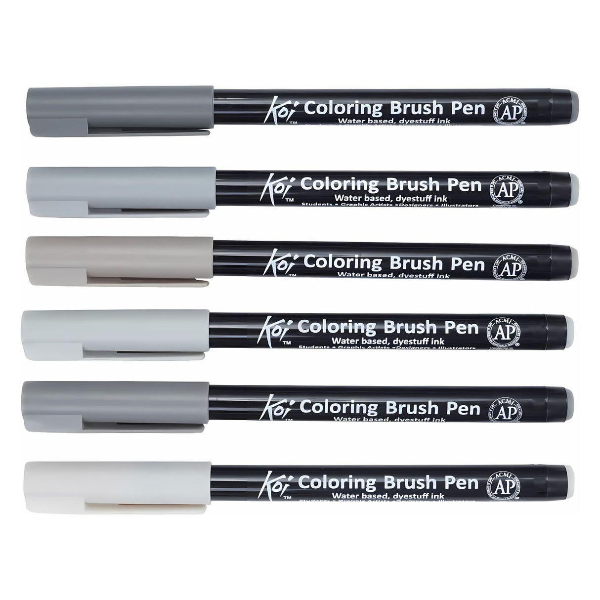 Sakura Koi - Set 6 Marcadores Coloring Brush Pens Grises