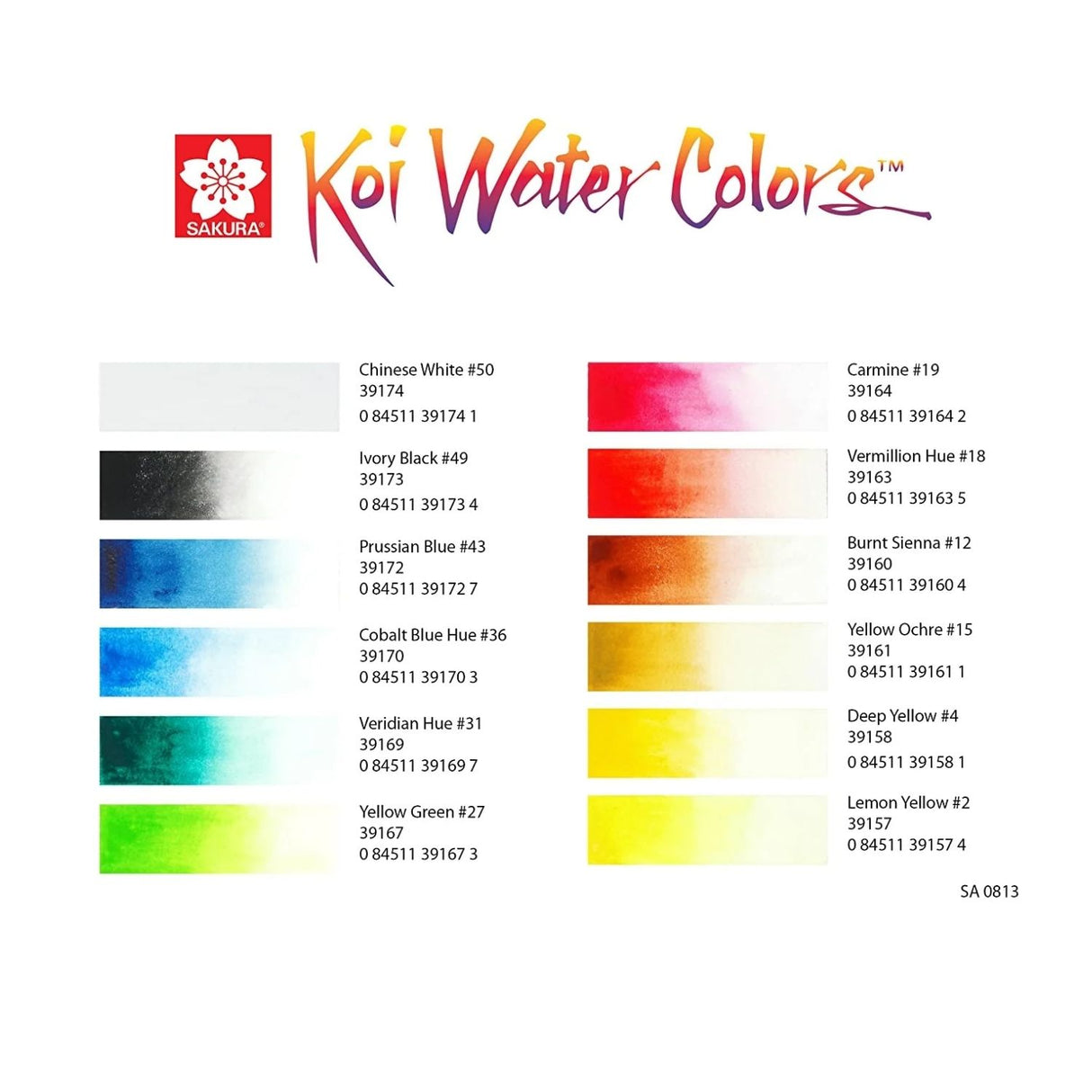 Sakura Koi - Set 12 Acuarelas Water Colors Tubos de 12 ml