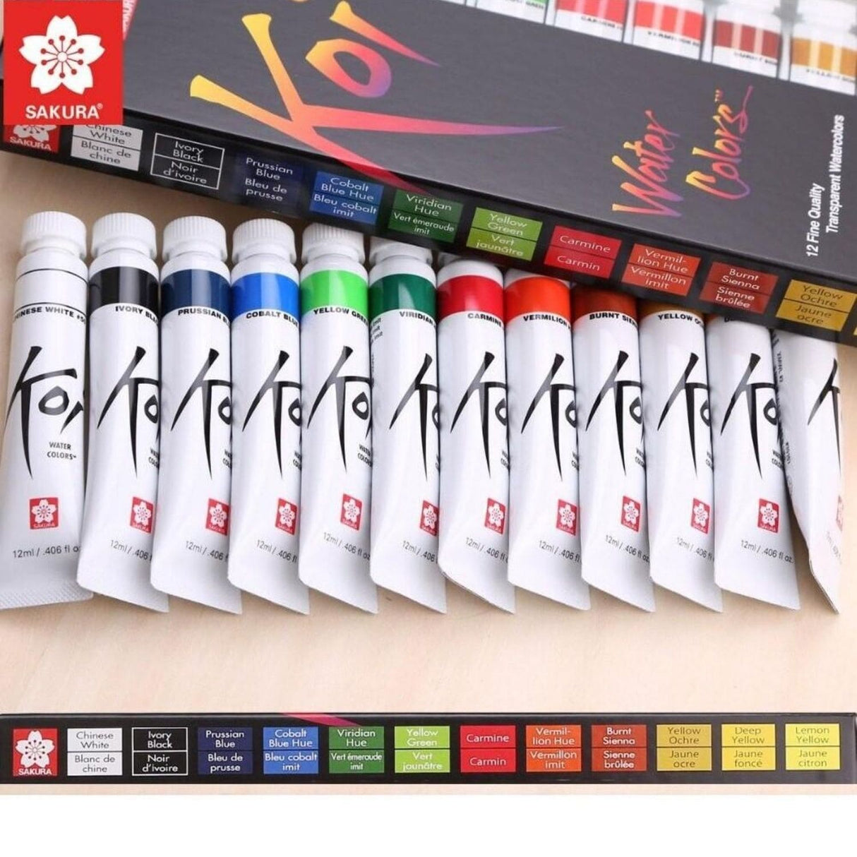Sakura Koi - Set 12 Acuarelas Water Colors Tubos de 12 ml